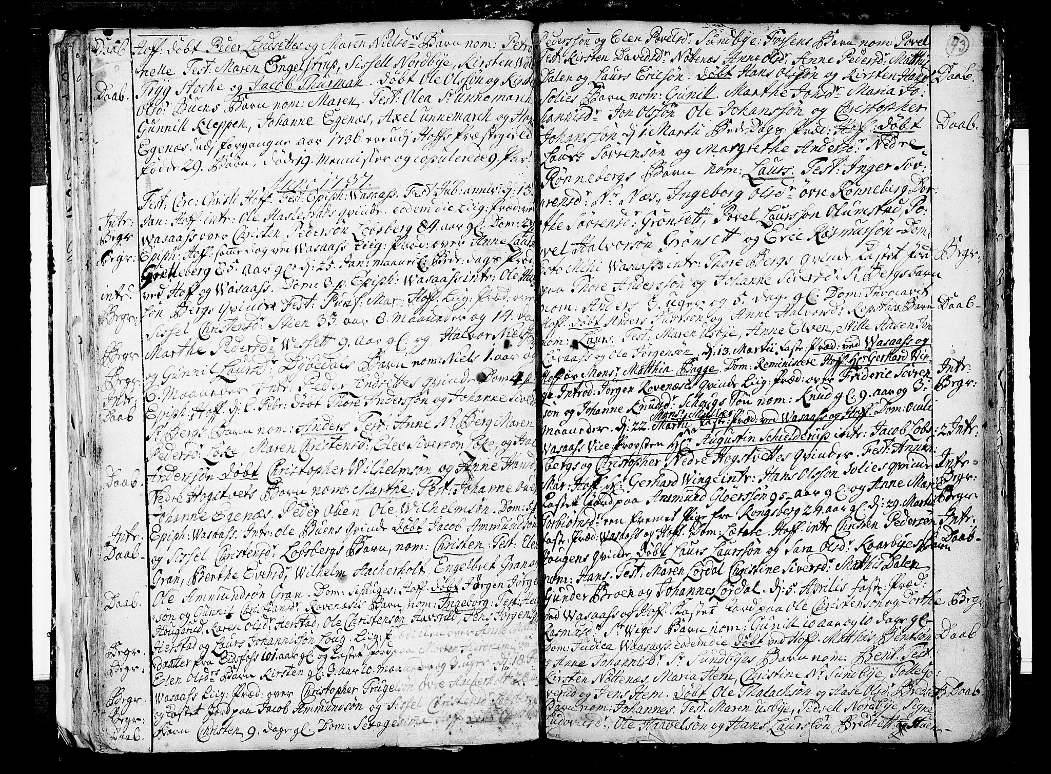 Hof kirkebøker, SAKO/A-64/F/Fa/L0001: Parish register (official) no. I 1, 1704-1745, p. 43