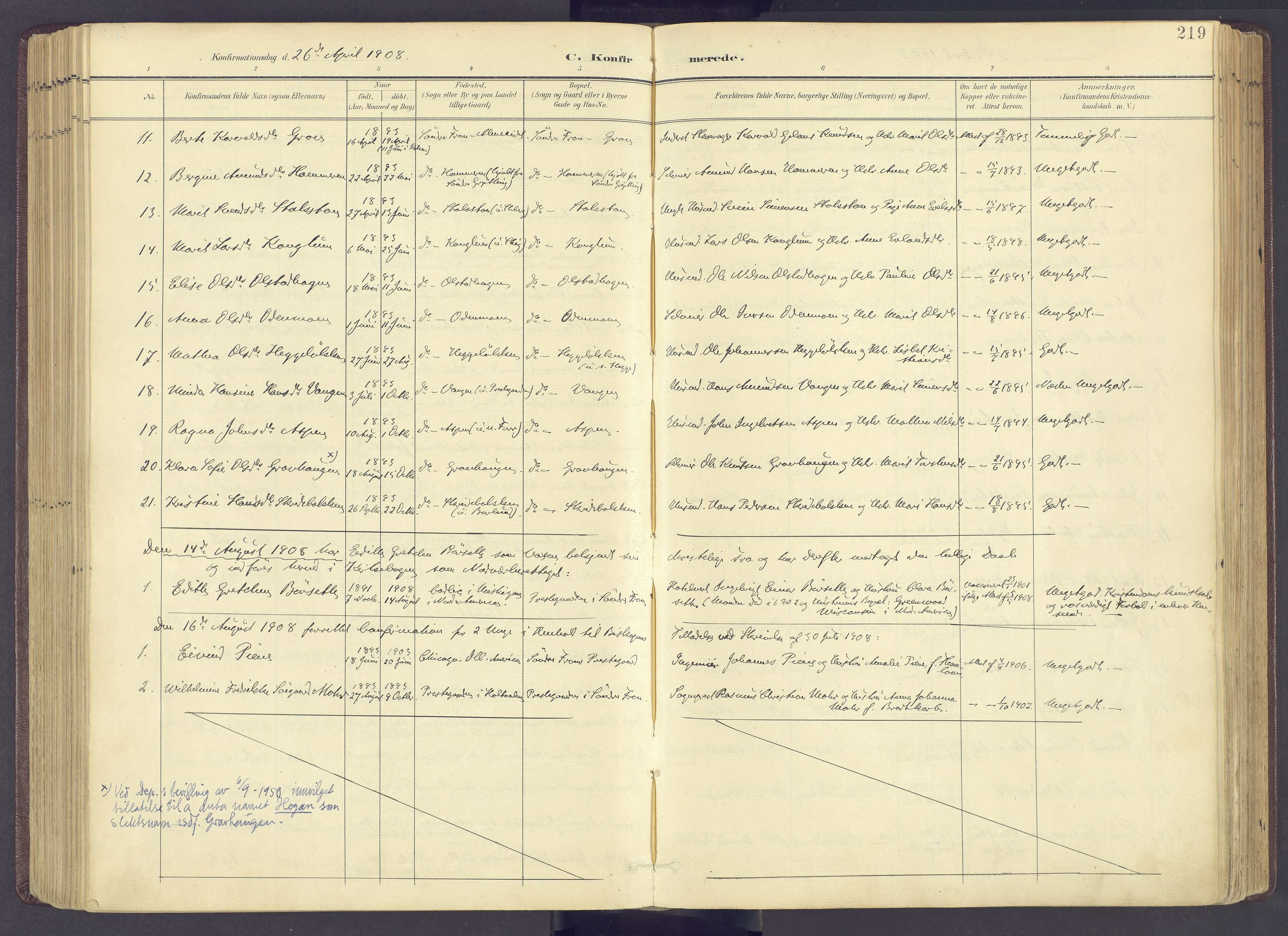 Sør-Fron prestekontor, SAH/PREST-010/H/Ha/Haa/L0004: Parish register (official) no. 4, 1898-1919, p. 219