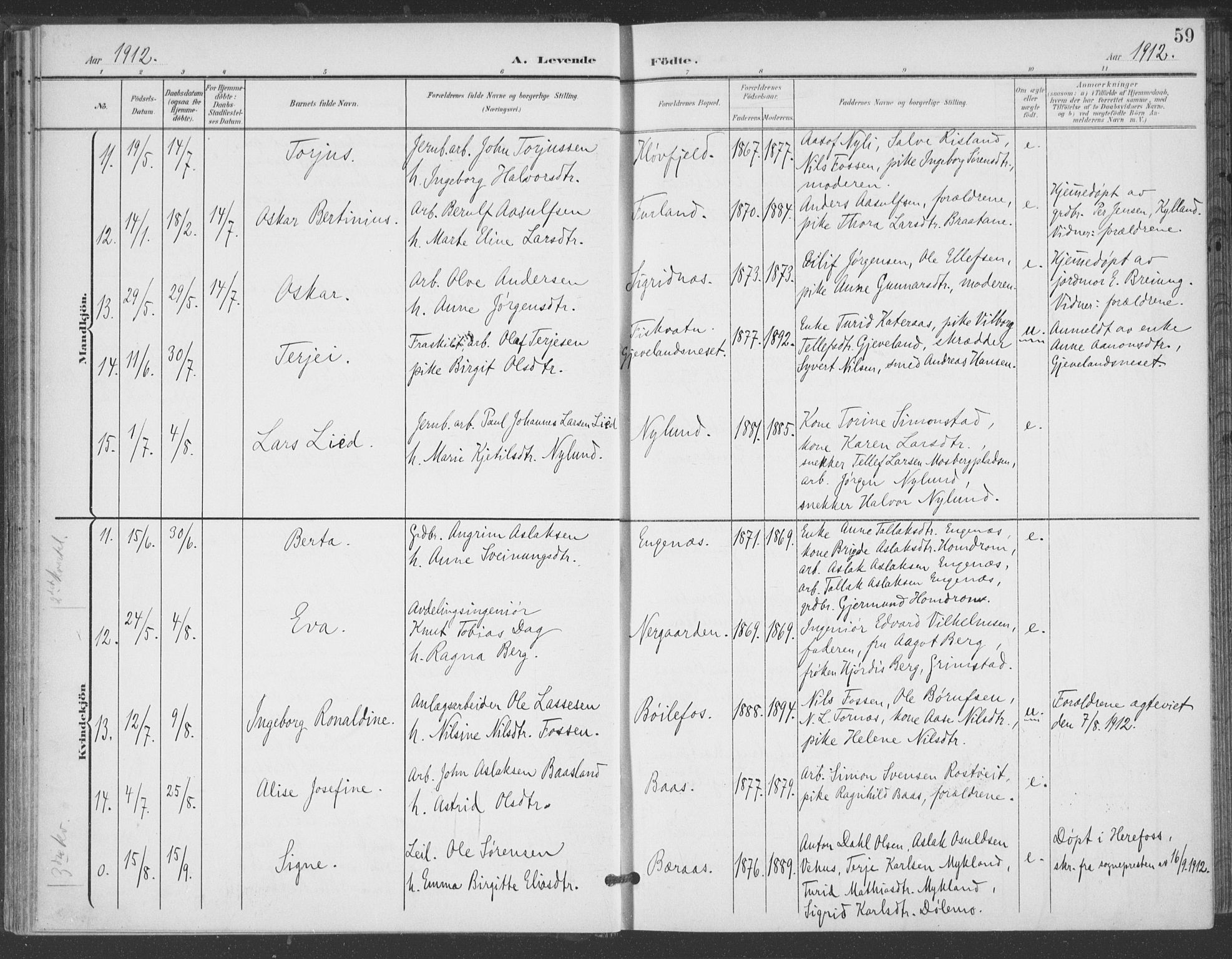 Åmli sokneprestkontor, AV/SAK-1111-0050/F/Fa/Fac/L0012: Parish register (official) no. A 12, 1900-1914, p. 59