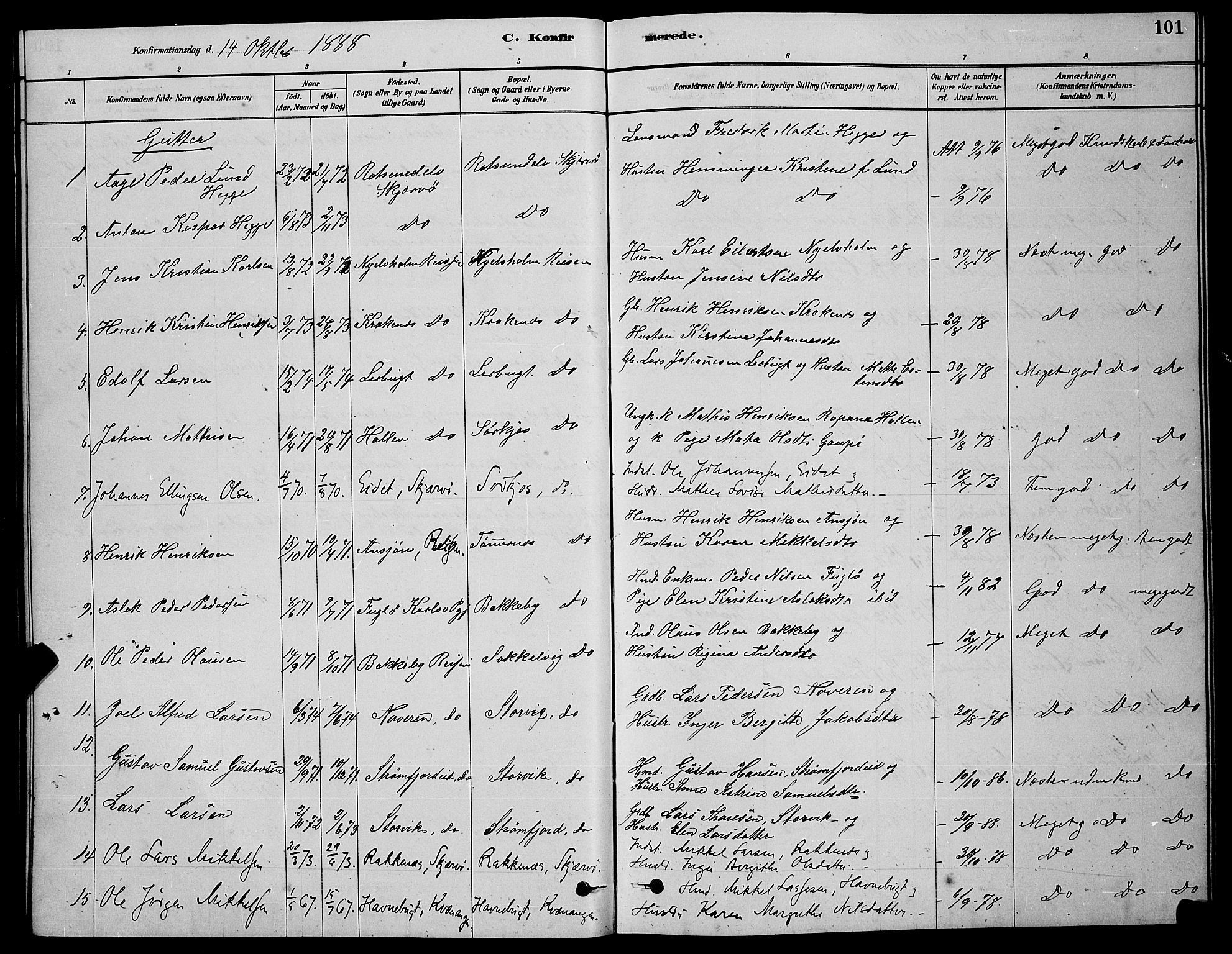 Skjervøy sokneprestkontor, AV/SATØ-S-1300/H/Ha/Hab/L0020klokker: Parish register (copy) no. 20, 1878-1892, p. 101