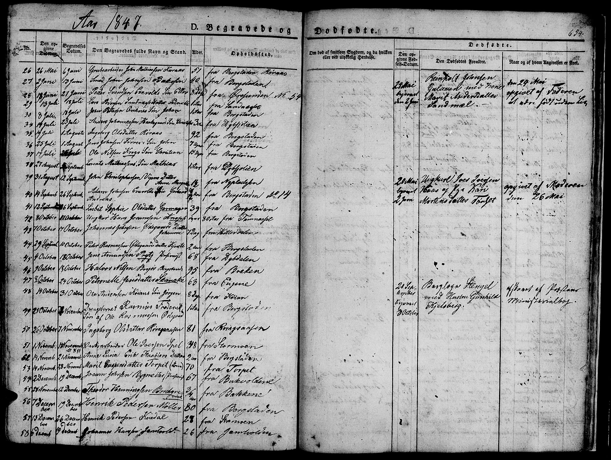 Ministerialprotokoller, klokkerbøker og fødselsregistre - Sør-Trøndelag, AV/SAT-A-1456/681/L0939: Parish register (copy) no. 681C03, 1829-1855, p. 654