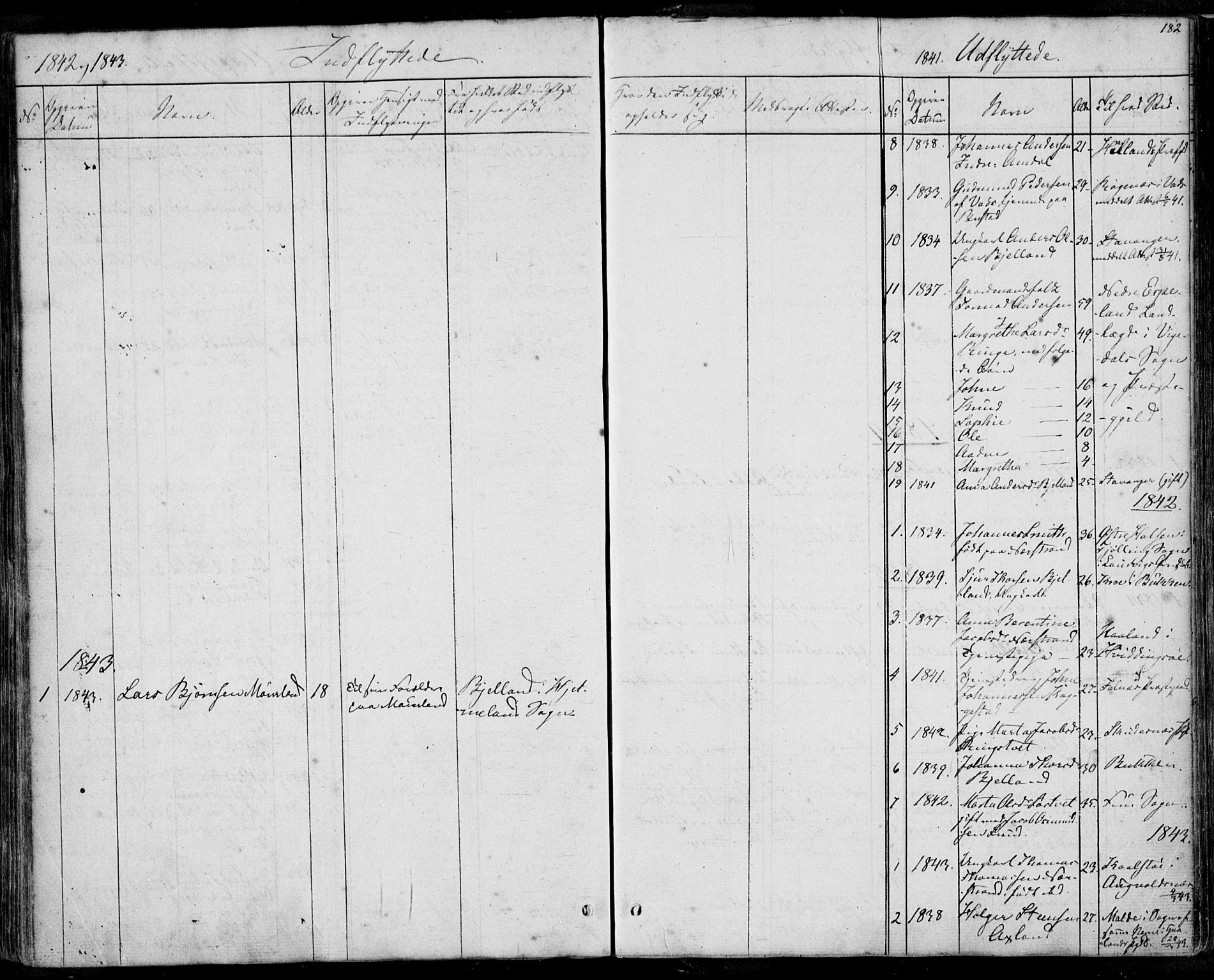 Nedstrand sokneprestkontor, SAST/A-101841/01/IV: Parish register (official) no. A 8, 1839-1860, p. 182