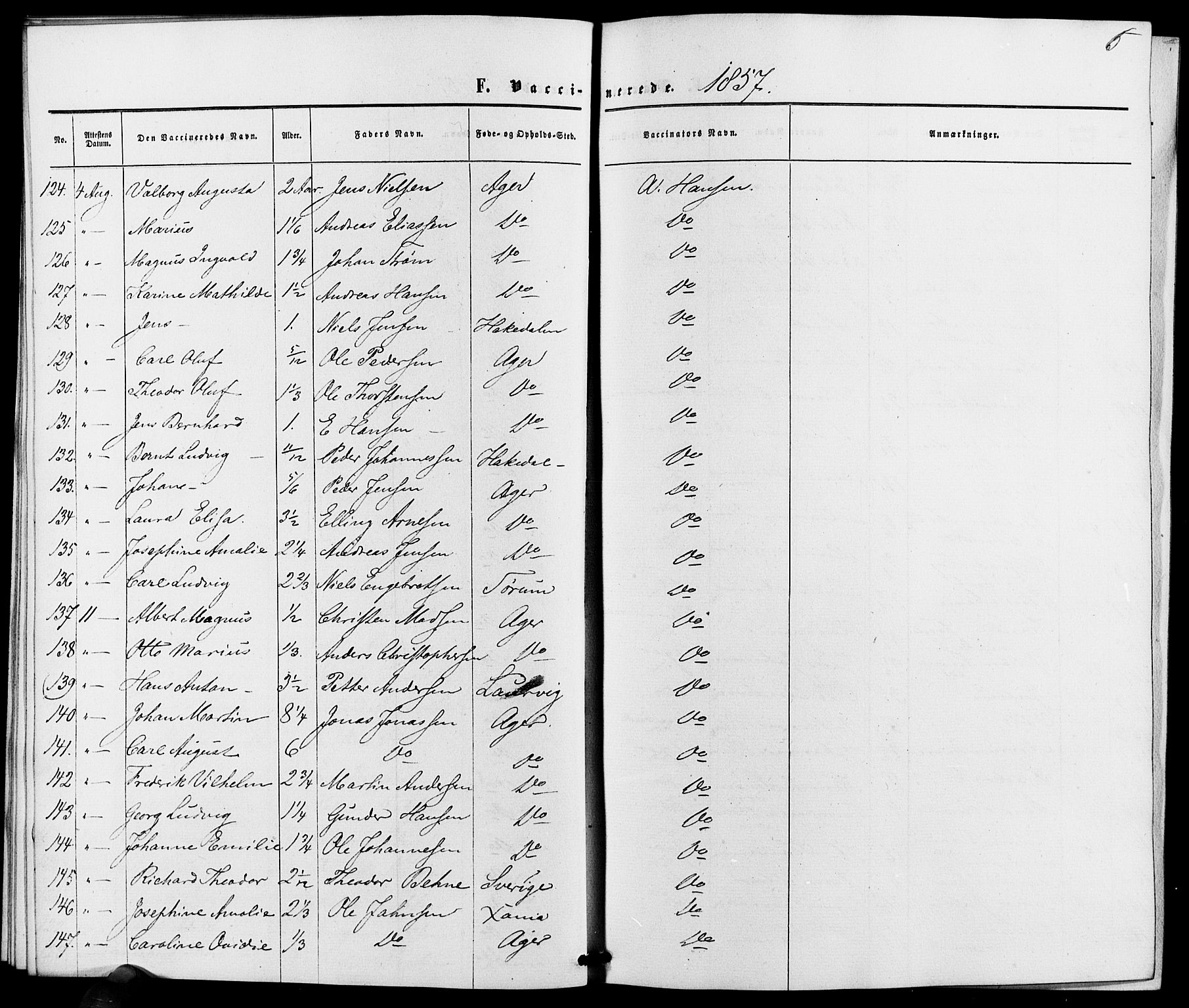 Vestre Aker prestekontor Kirkebøker, AV/SAO-A-10025/K/Ka/L0001: Vaccination register no. 1, 1857-1867, p. 6