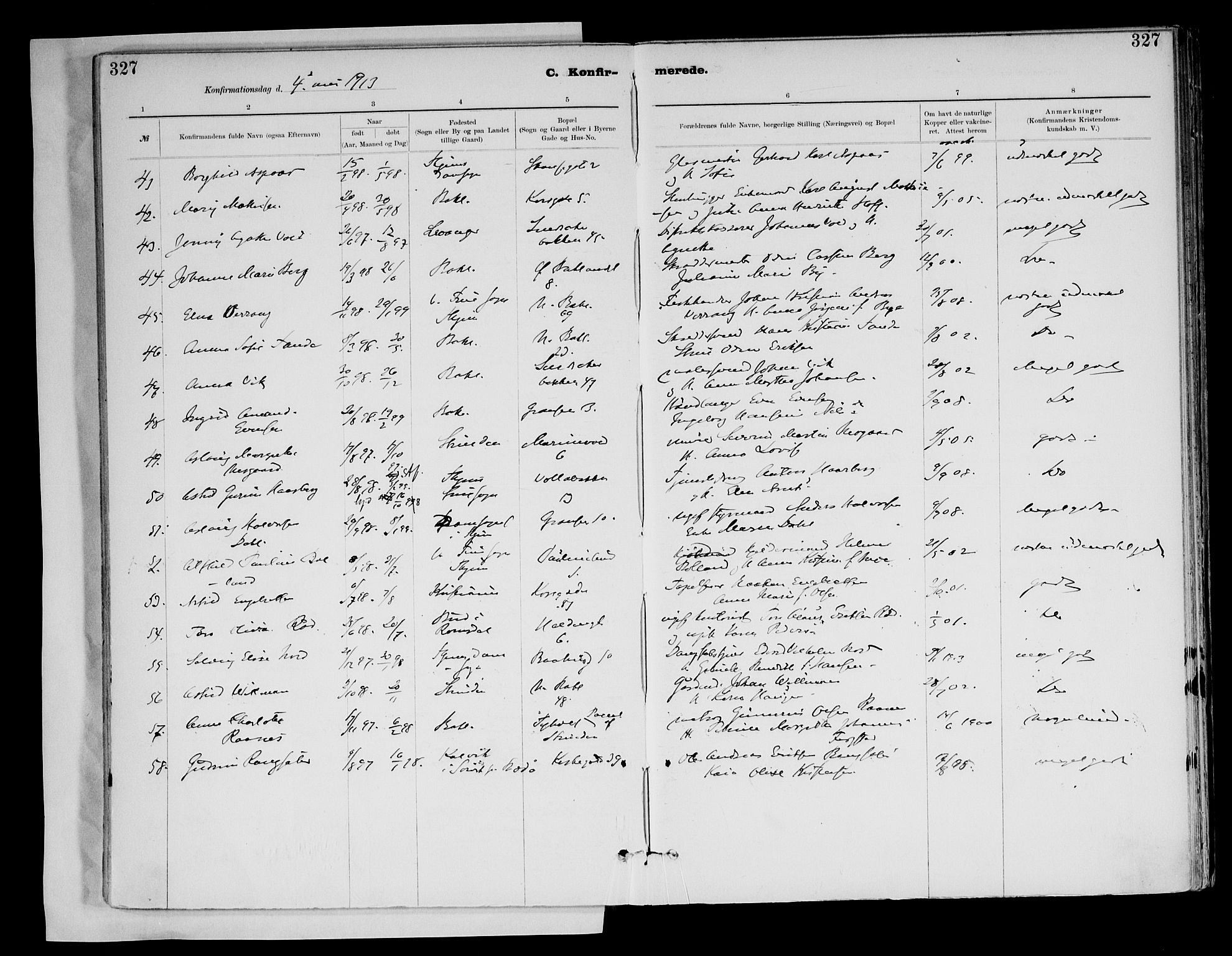 Ministerialprotokoller, klokkerbøker og fødselsregistre - Sør-Trøndelag, AV/SAT-A-1456/604/L0203: Parish register (official) no. 604A23, 1908-1916, p. 327