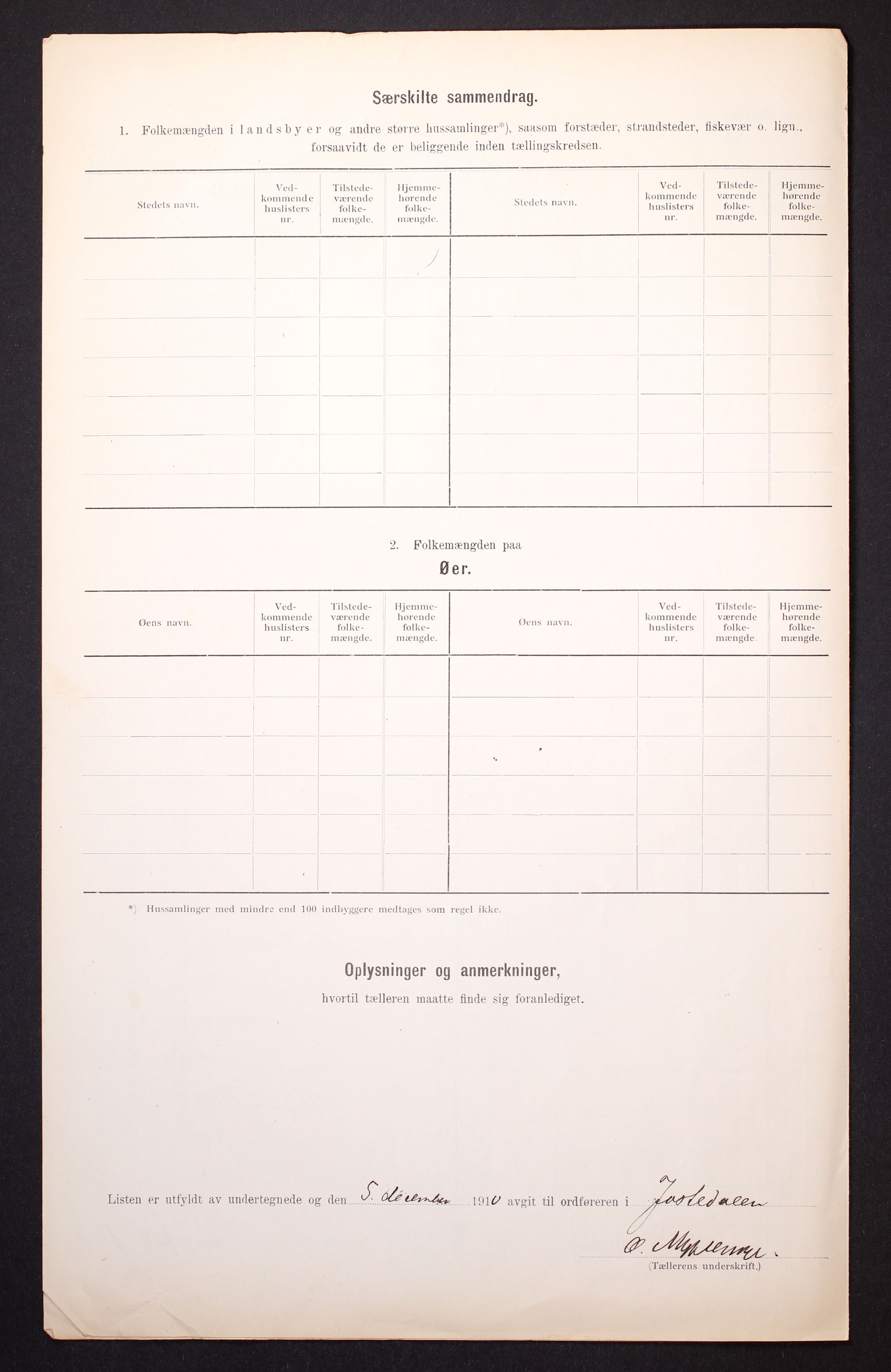 RA, 1910 census for Jostedal, 1910, p. 6