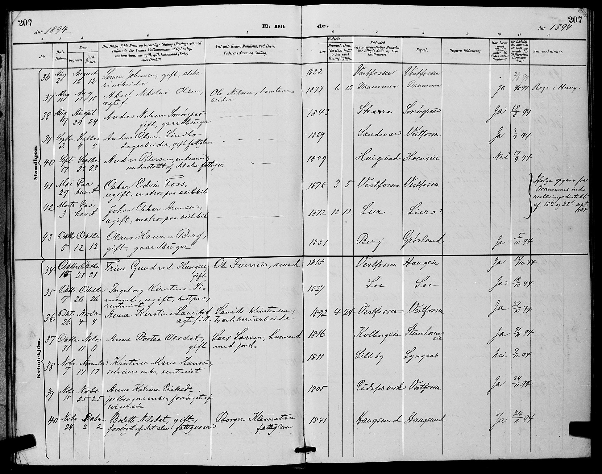 Eiker kirkebøker, SAKO/A-4/G/Ga/L0007: Parish register (copy) no. I 7, 1893-1902, p. 207
