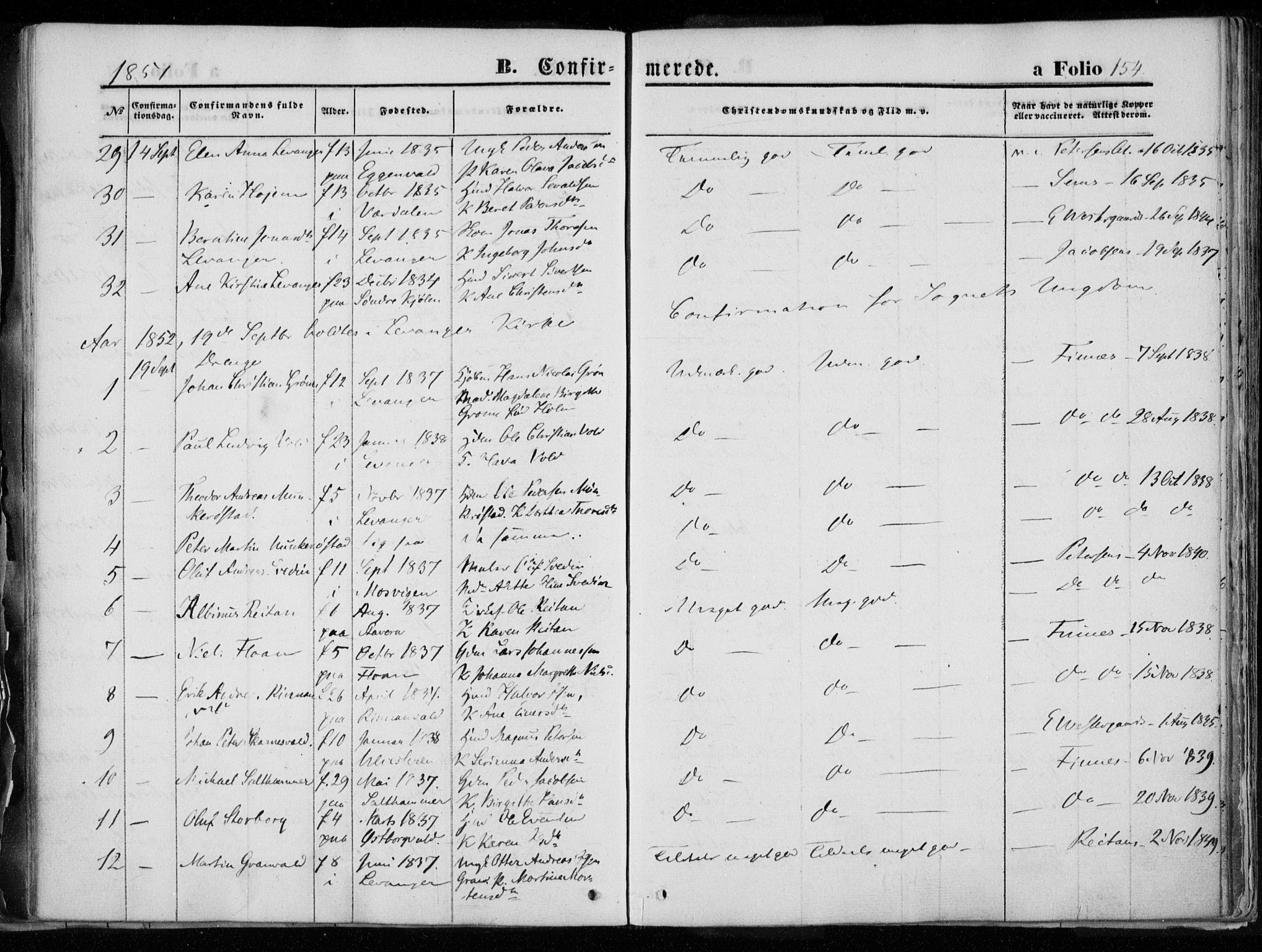 Ministerialprotokoller, klokkerbøker og fødselsregistre - Nord-Trøndelag, SAT/A-1458/720/L0183: Parish register (official) no. 720A01, 1836-1855, p. 154