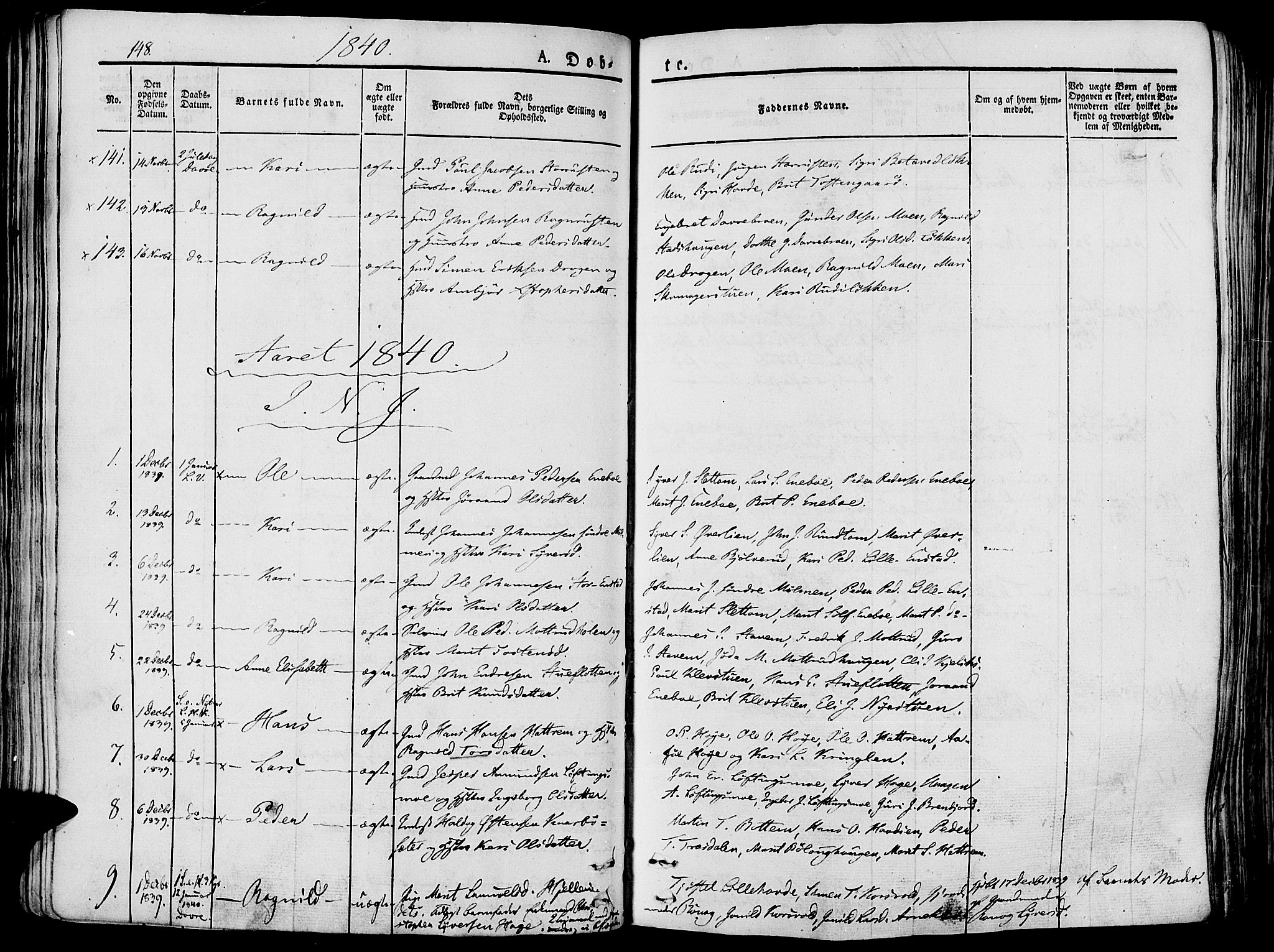 Lesja prestekontor, SAH/PREST-068/H/Ha/Haa/L0005: Parish register (official) no. 5, 1830-1842, p. 148