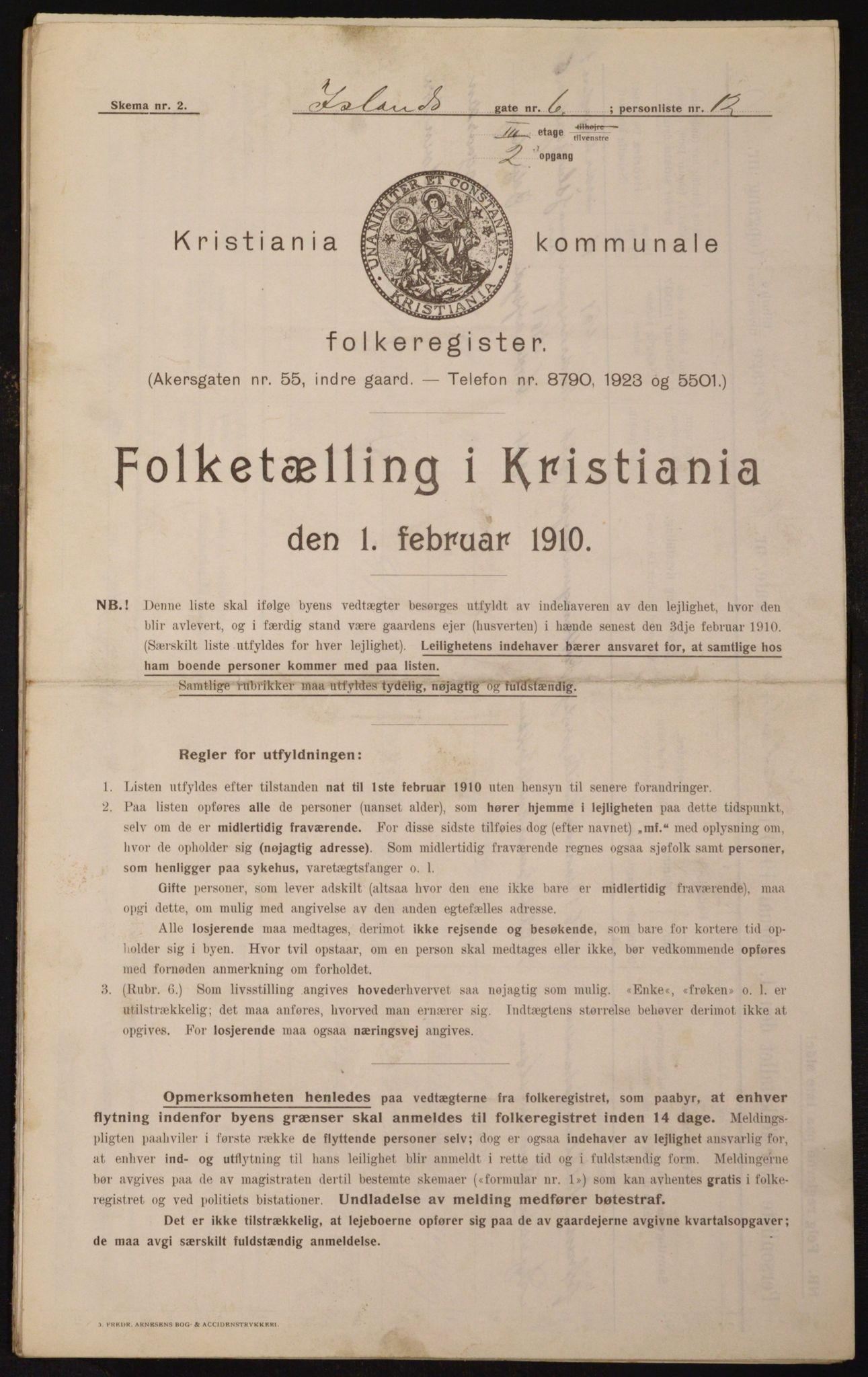 OBA, Municipal Census 1910 for Kristiania, 1910, p. 43411