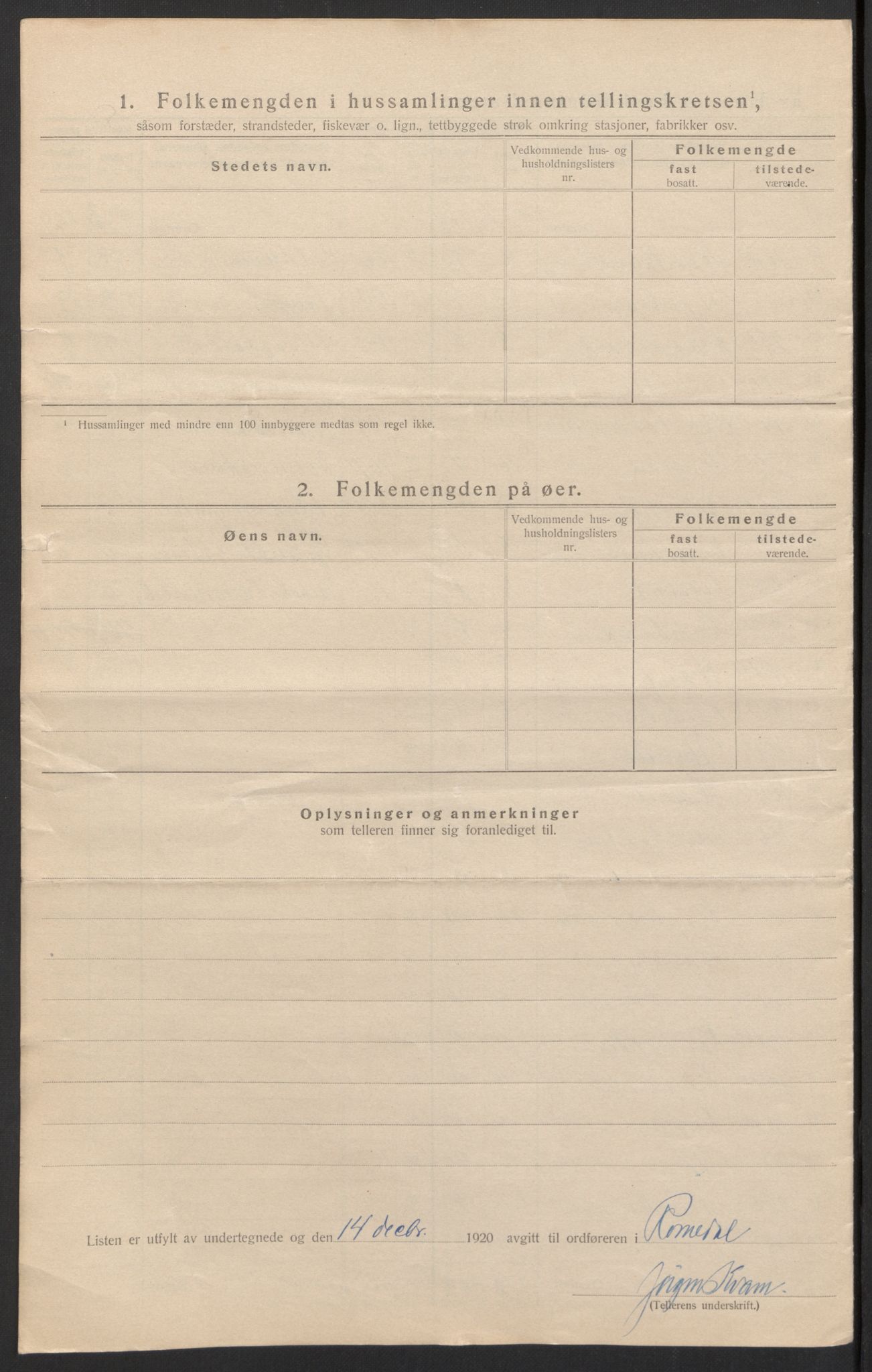 SAH, 1920 census for Romedal, 1920, p. 30