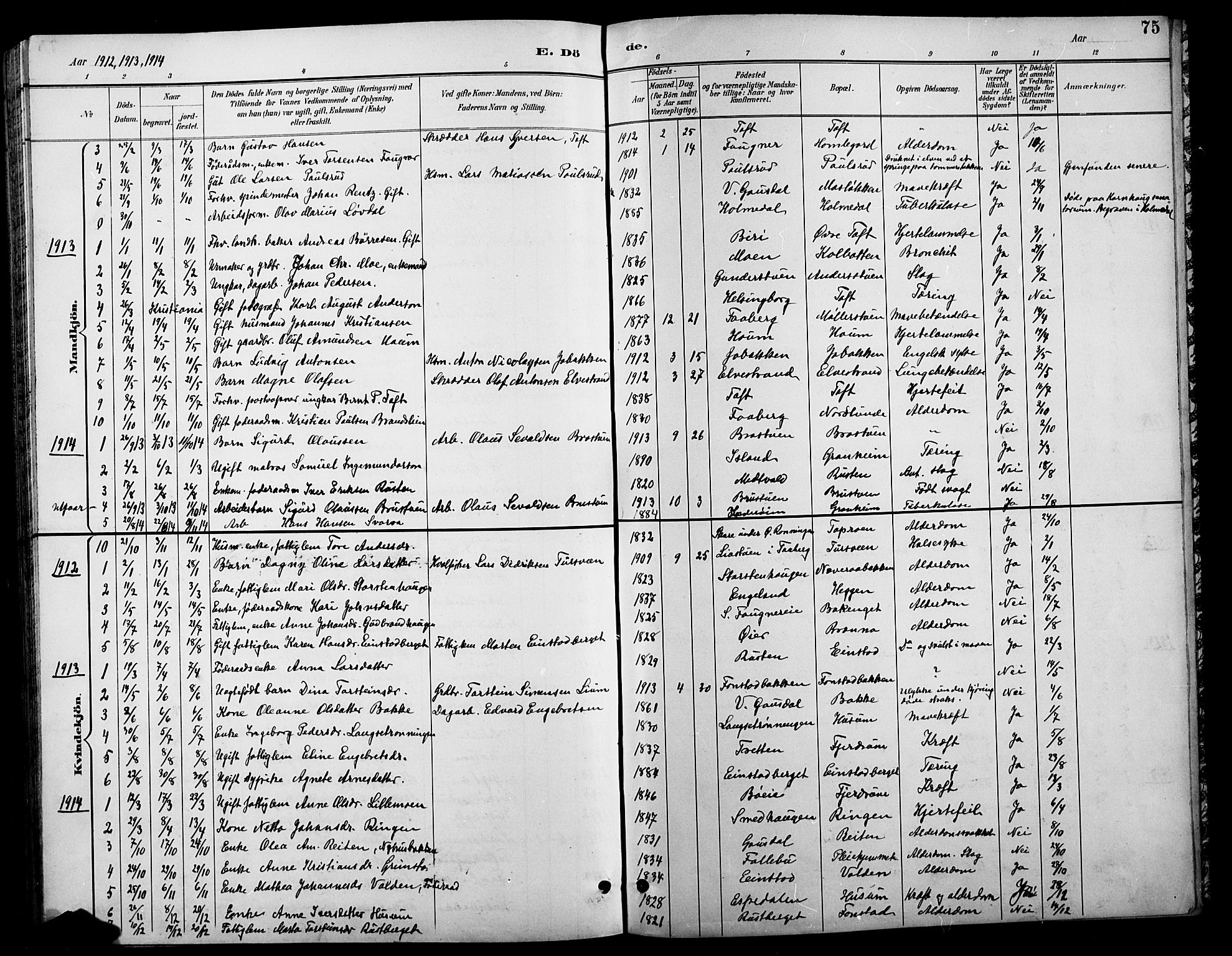 Østre Gausdal prestekontor, AV/SAH-PREST-092/H/Ha/Hab/L0003: Parish register (copy) no. 3, 1894-1915, p. 75