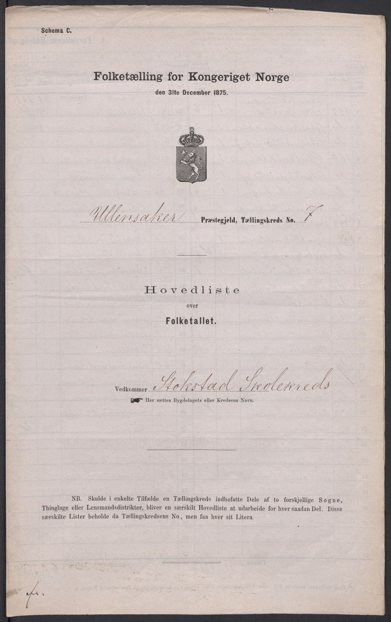 RA, 1875 census for 0235P Ullensaker, 1875, p. 22