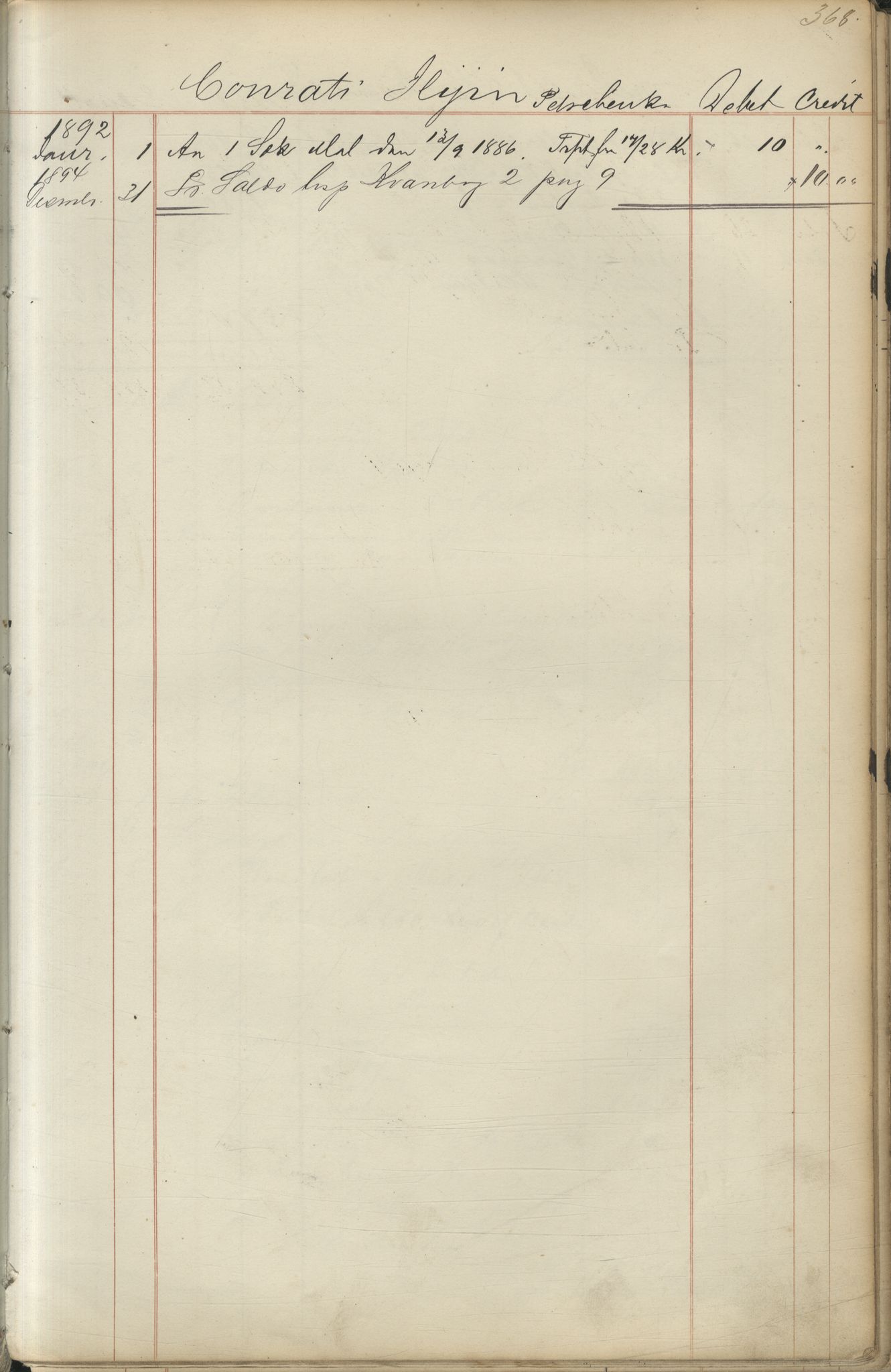 Brodtkorb handel A/S, VAMU/A-0001/F/Fc/L0001/0001: Konto for kvener og nordmenn på Kolahalvøya  / Conto for Kvæner og Nordmænd paa Russefinmarken No 1, 1868-1894, p. 368