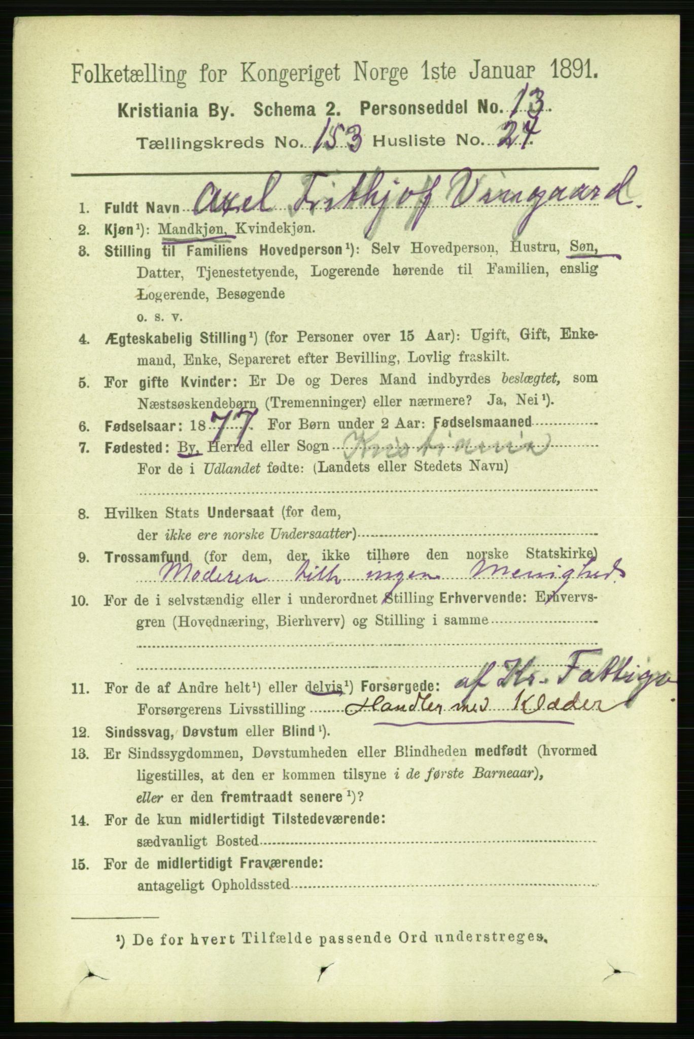 RA, 1891 census for 0301 Kristiania, 1891, p. 86789