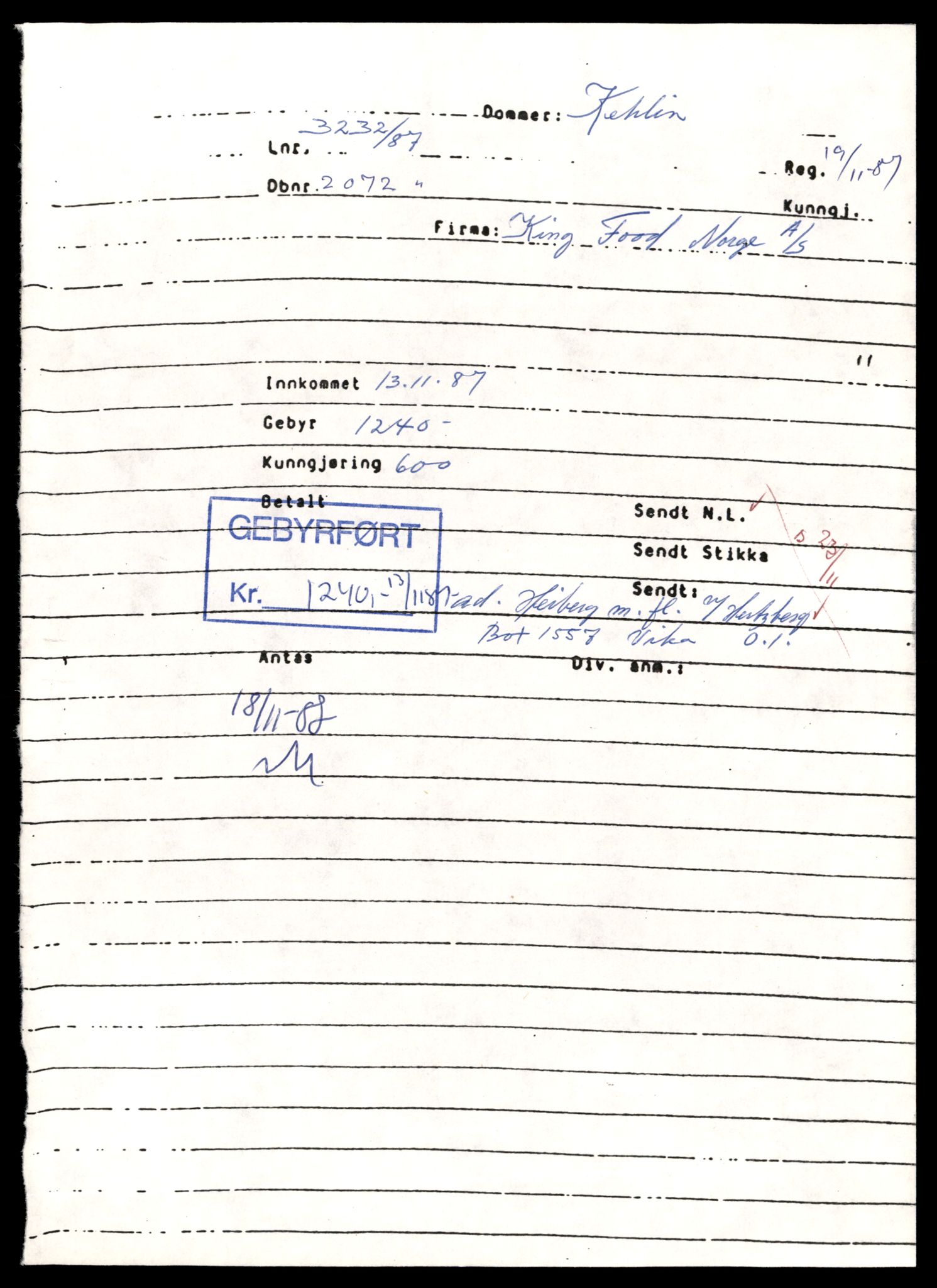 Asker og Bærum tingrett, AV/SAT-A-10379/K/Kb/Kbb/L0101: Aksjeselskap og andelslag i Bærum, Ki - Kla, 1907-1989, p. 1