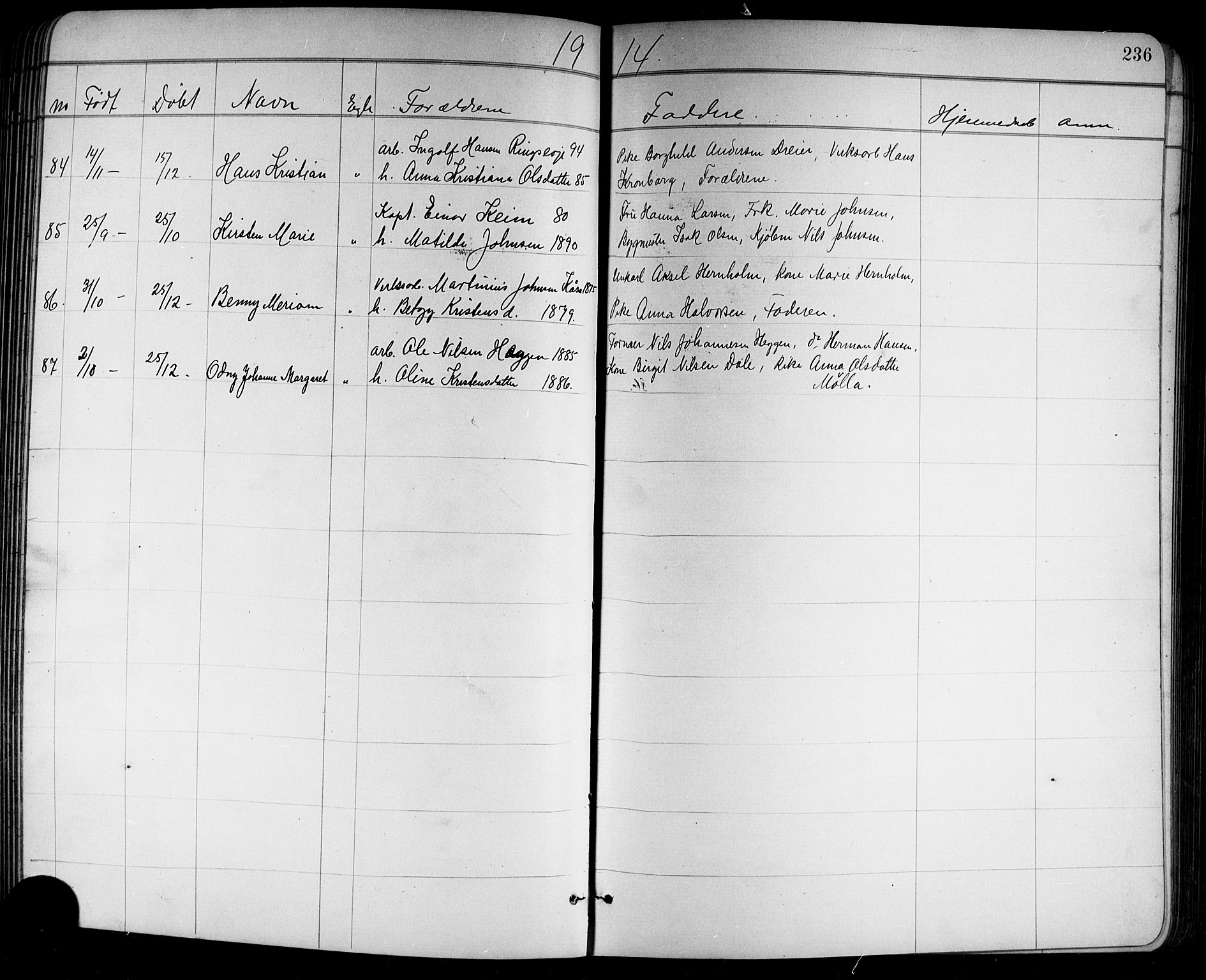 Holla kirkebøker, SAKO/A-272/G/Ga/L0005: Parish register (copy) no. I 5, 1891-1917, p. 236