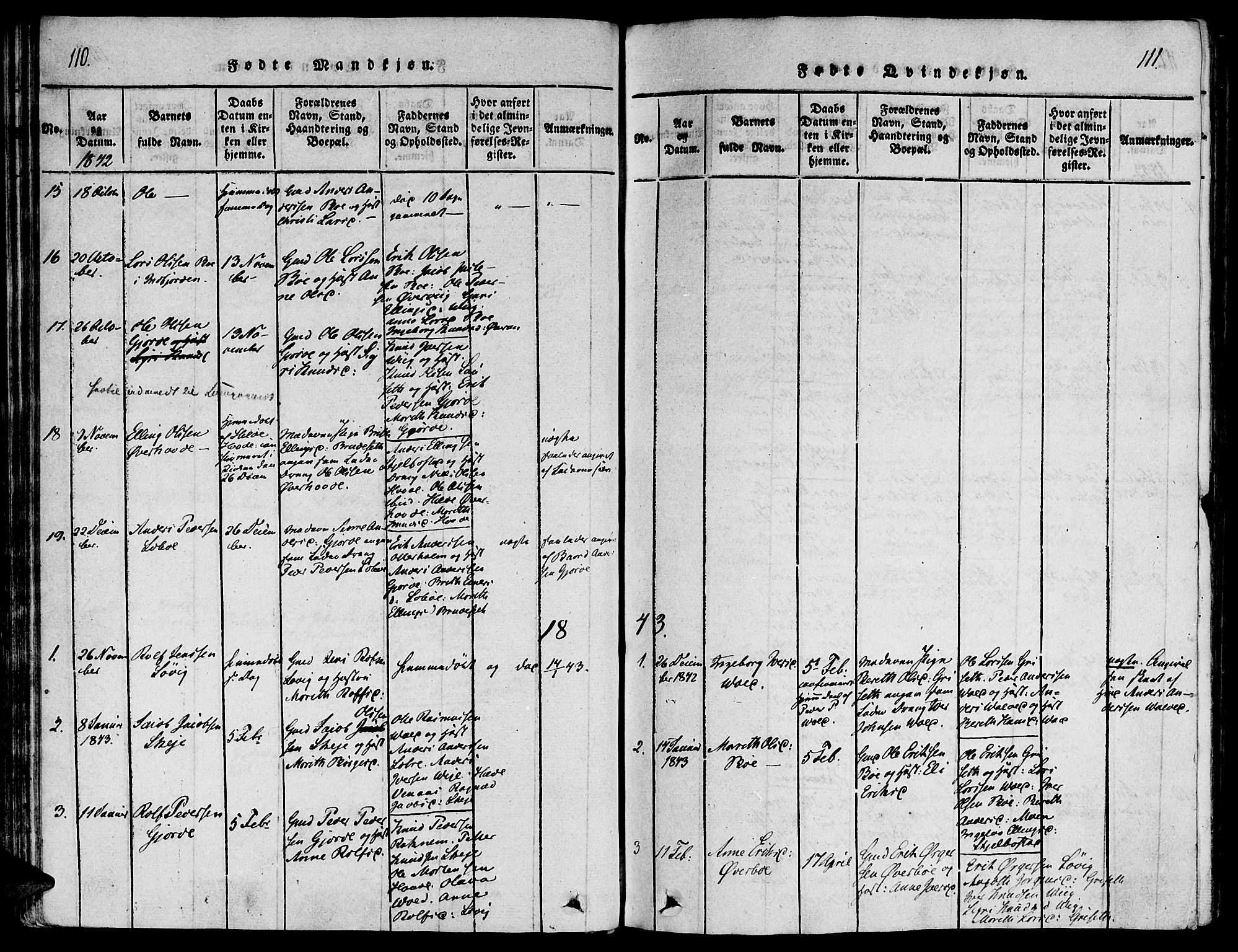 Ministerialprotokoller, klokkerbøker og fødselsregistre - Møre og Romsdal, SAT/A-1454/543/L0561: Parish register (official) no. 543A01, 1818-1853, p. 110-111