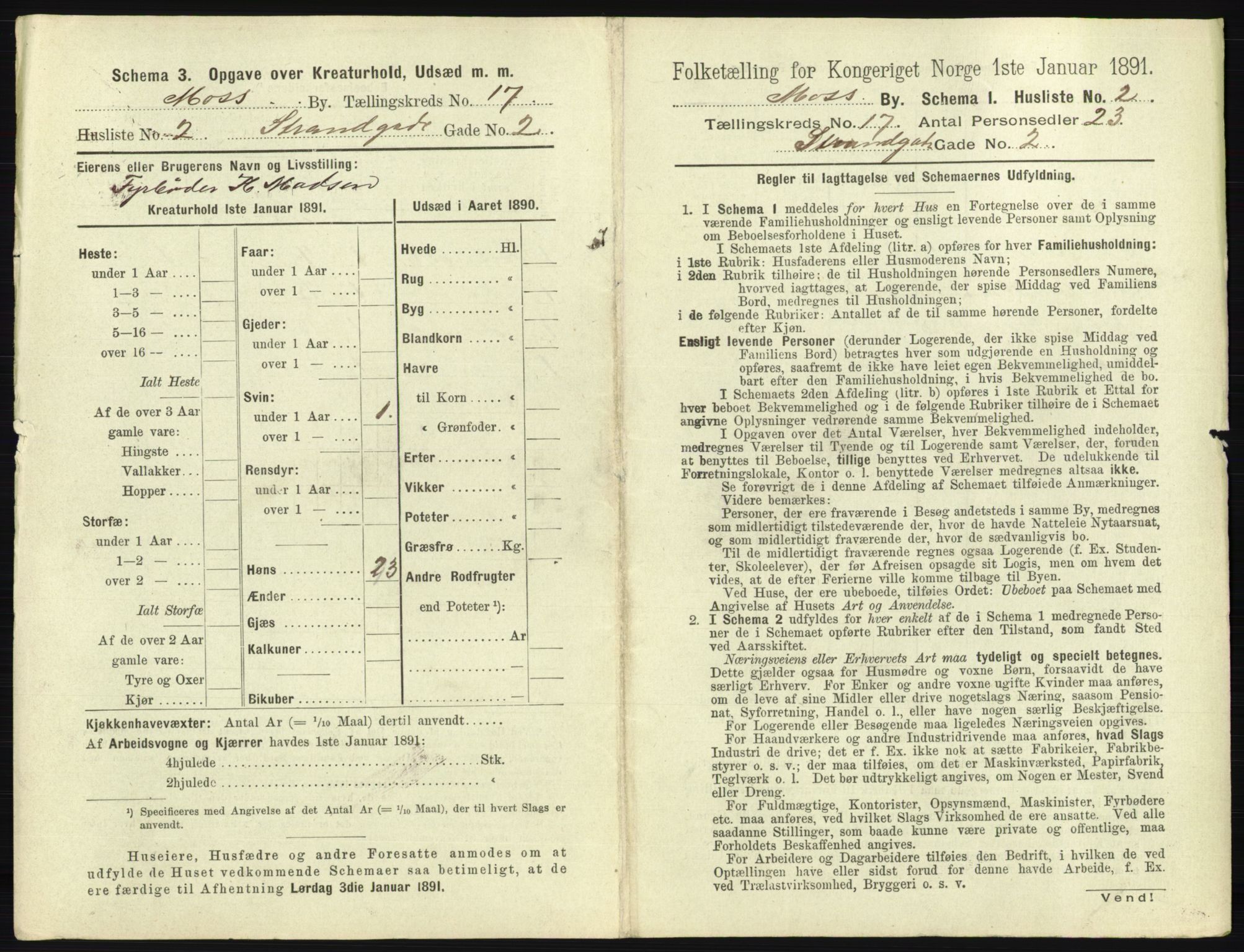 RA, 1891 census for 0104 Moss, 1891, p. 1078