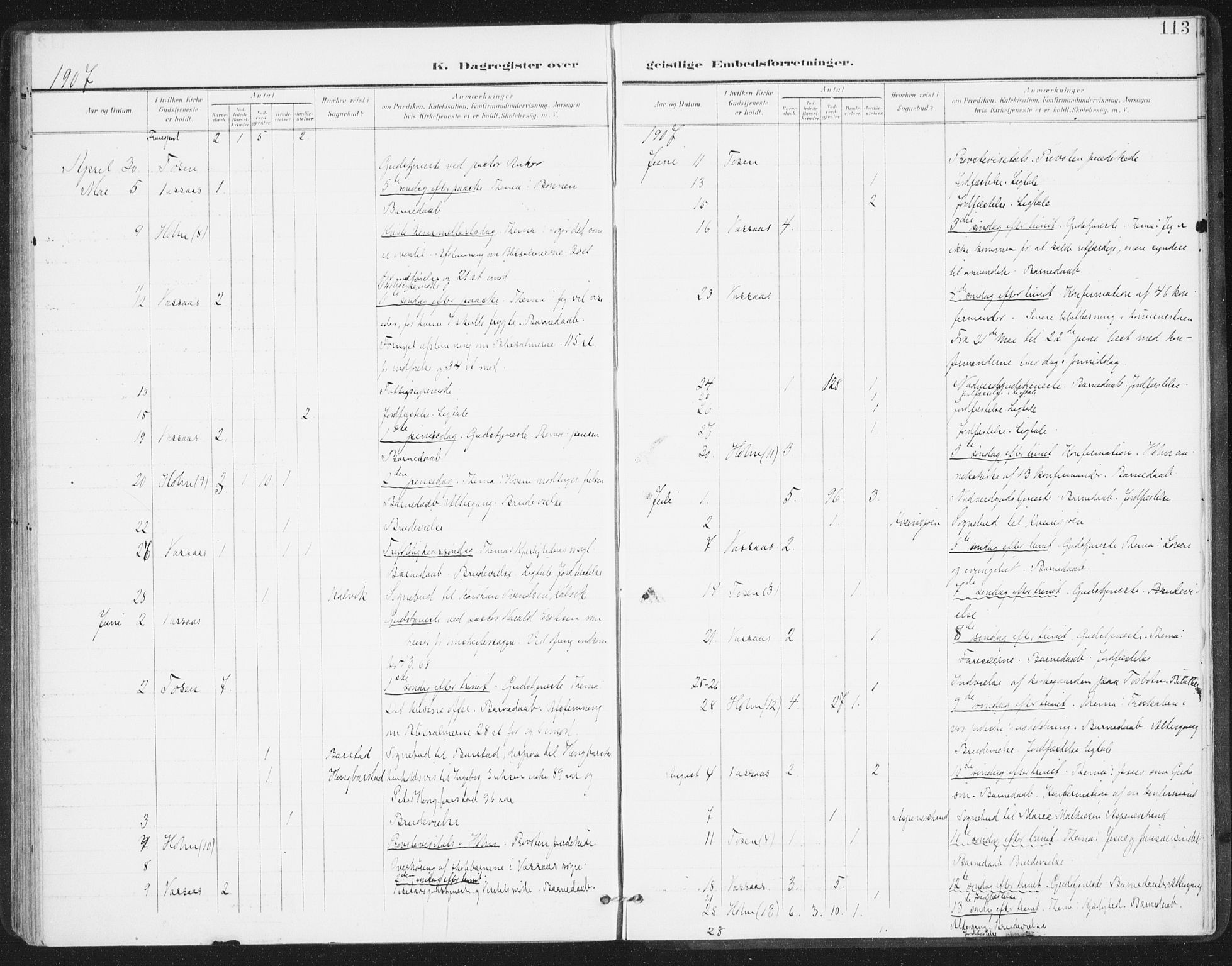 Ministerialprotokoller, klokkerbøker og fødselsregistre - Nordland, AV/SAT-A-1459/811/L0167: Parish register (official) no. 811A04, 1899-1913, p. 113