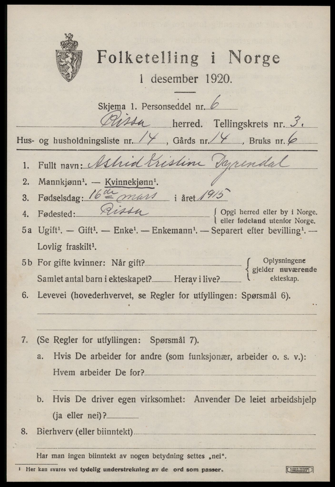 SAT, 1920 census for Rissa, 1920, p. 2669