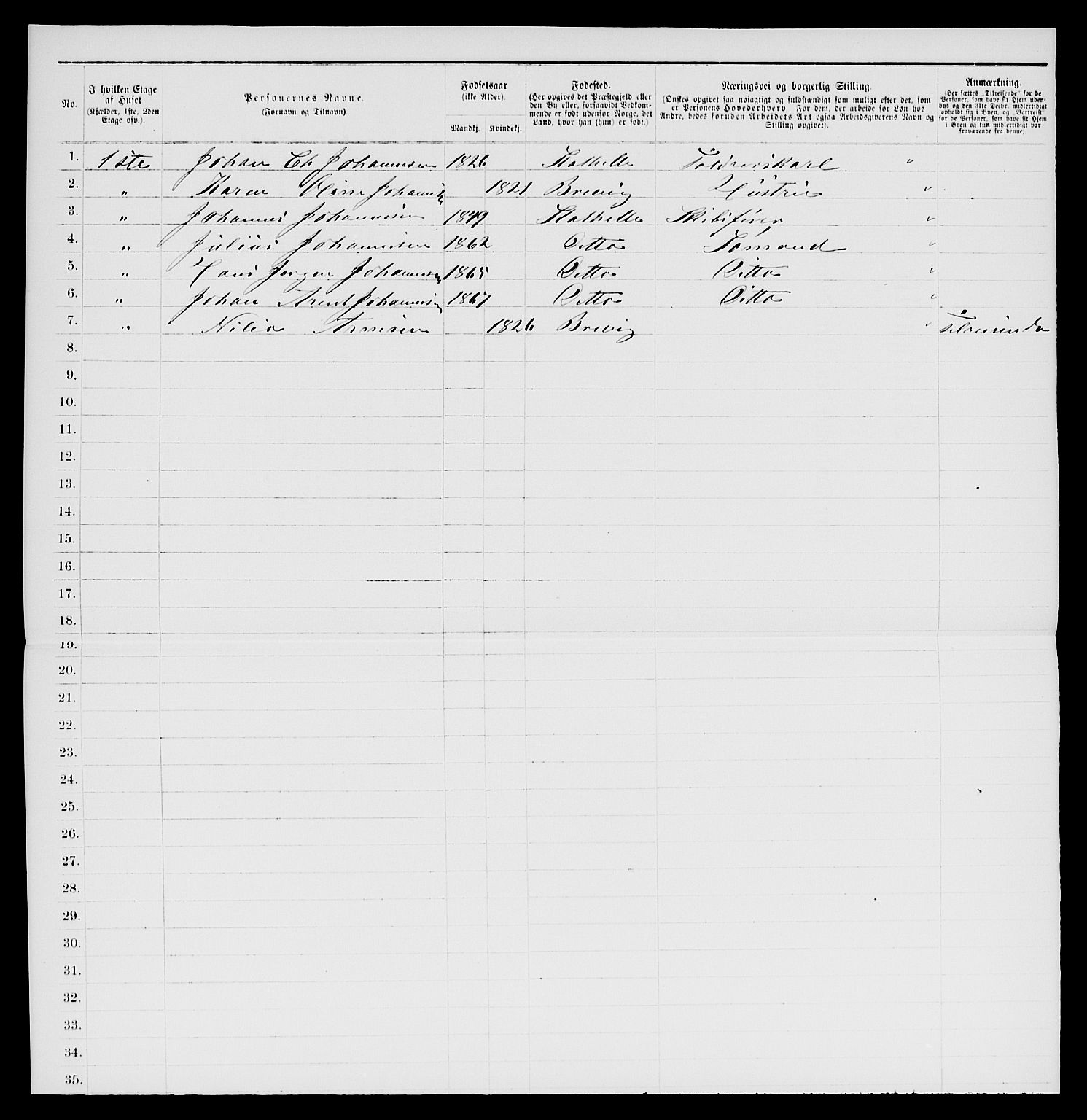 SAKO, 1885 census for 0803 Stathelle, 1885, p. 156