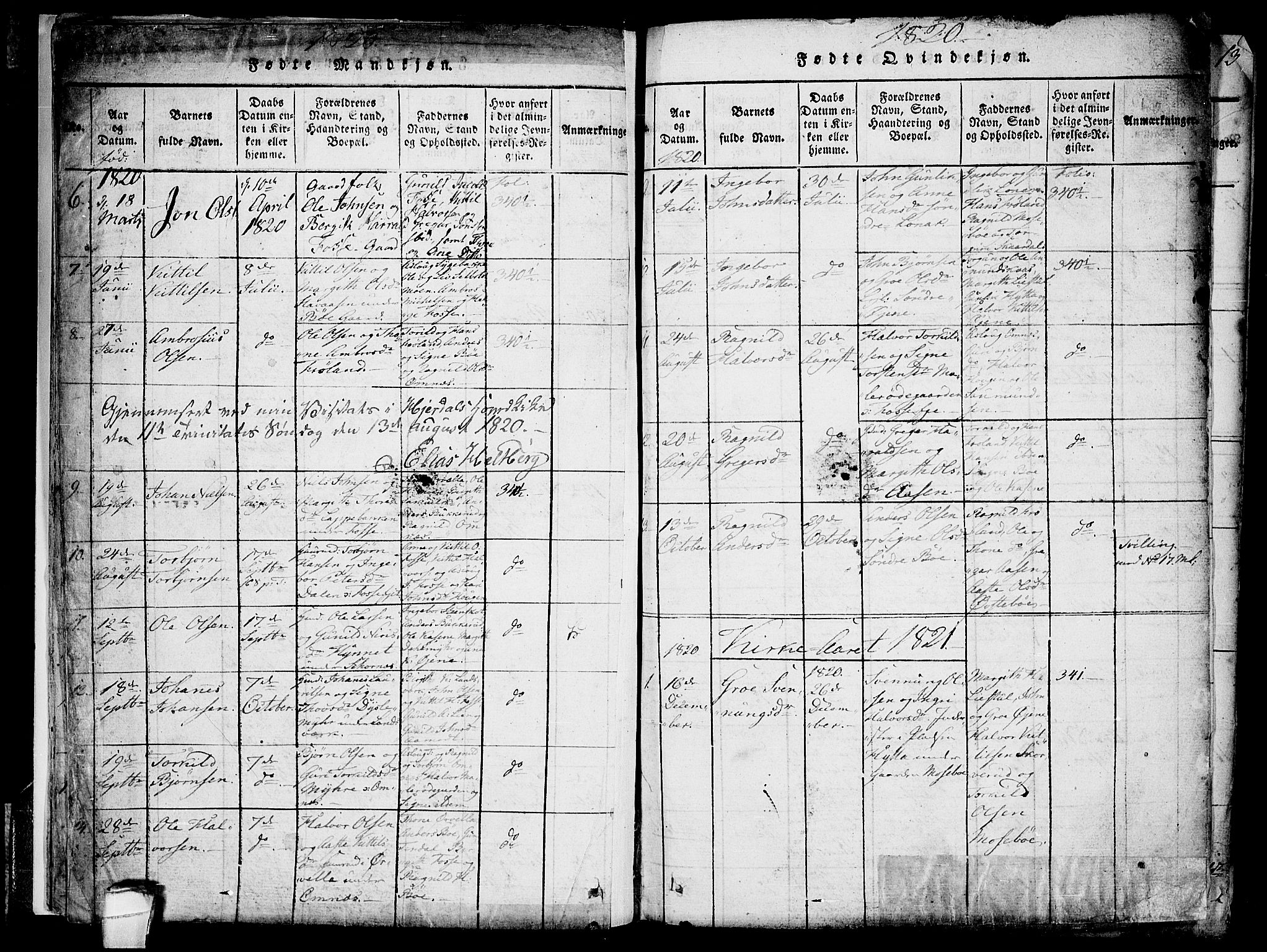 Hjartdal kirkebøker, SAKO/A-270/F/Fb/L0001: Parish register (official) no. II 1, 1815-1843, p. 11