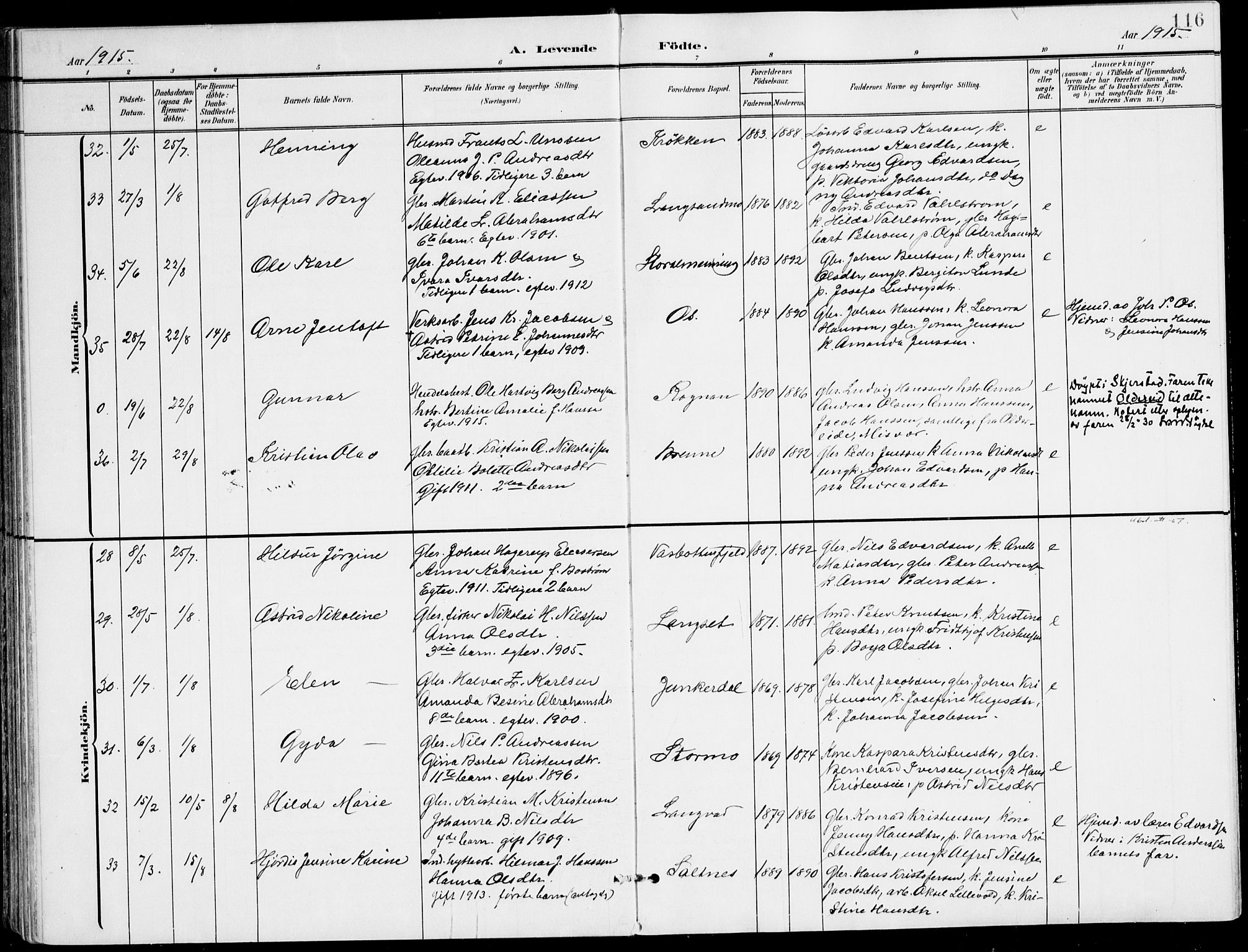 Ministerialprotokoller, klokkerbøker og fødselsregistre - Nordland, SAT/A-1459/847/L0672: Parish register (official) no. 847A12, 1902-1919, p. 116
