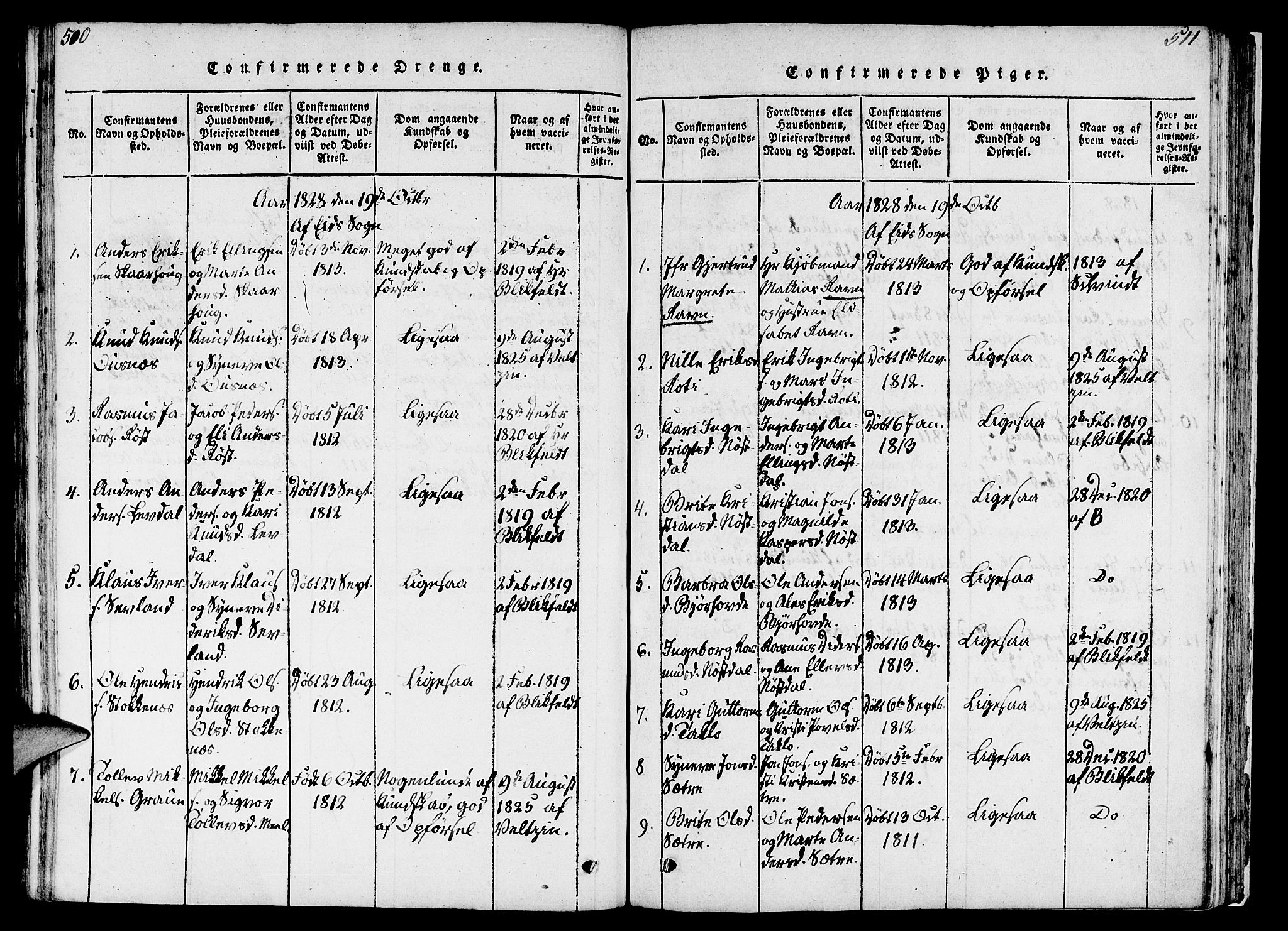 Eid sokneprestembete, SAB/A-82301/H/Haa/Haaa/L0005: Parish register (official) no. A 5, 1816-1830, p. 510-511