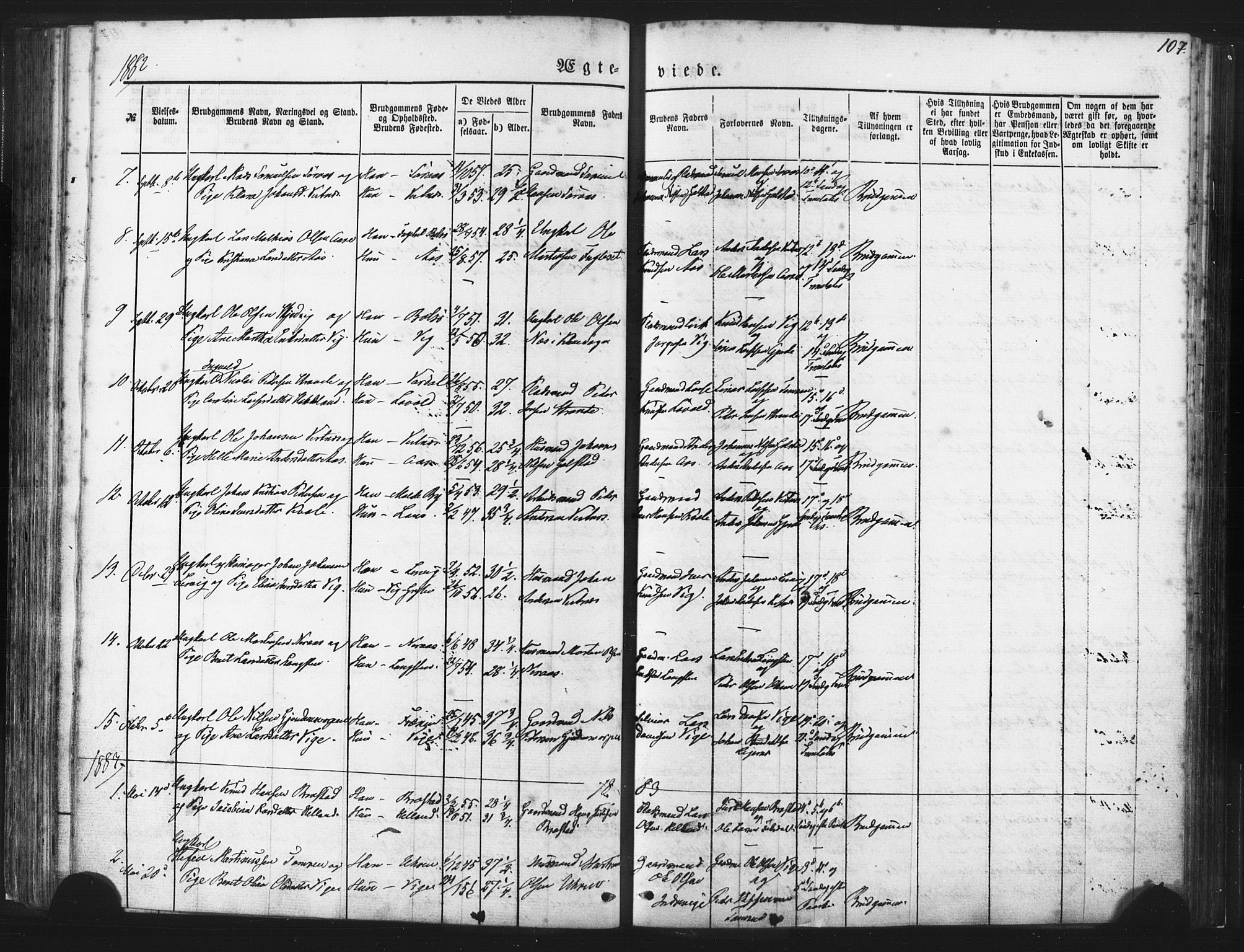 Ministerialprotokoller, klokkerbøker og fødselsregistre - Møre og Romsdal, AV/SAT-A-1454/539/L0530: Parish register (official) no. 539A03, 1872-1886, p. 107