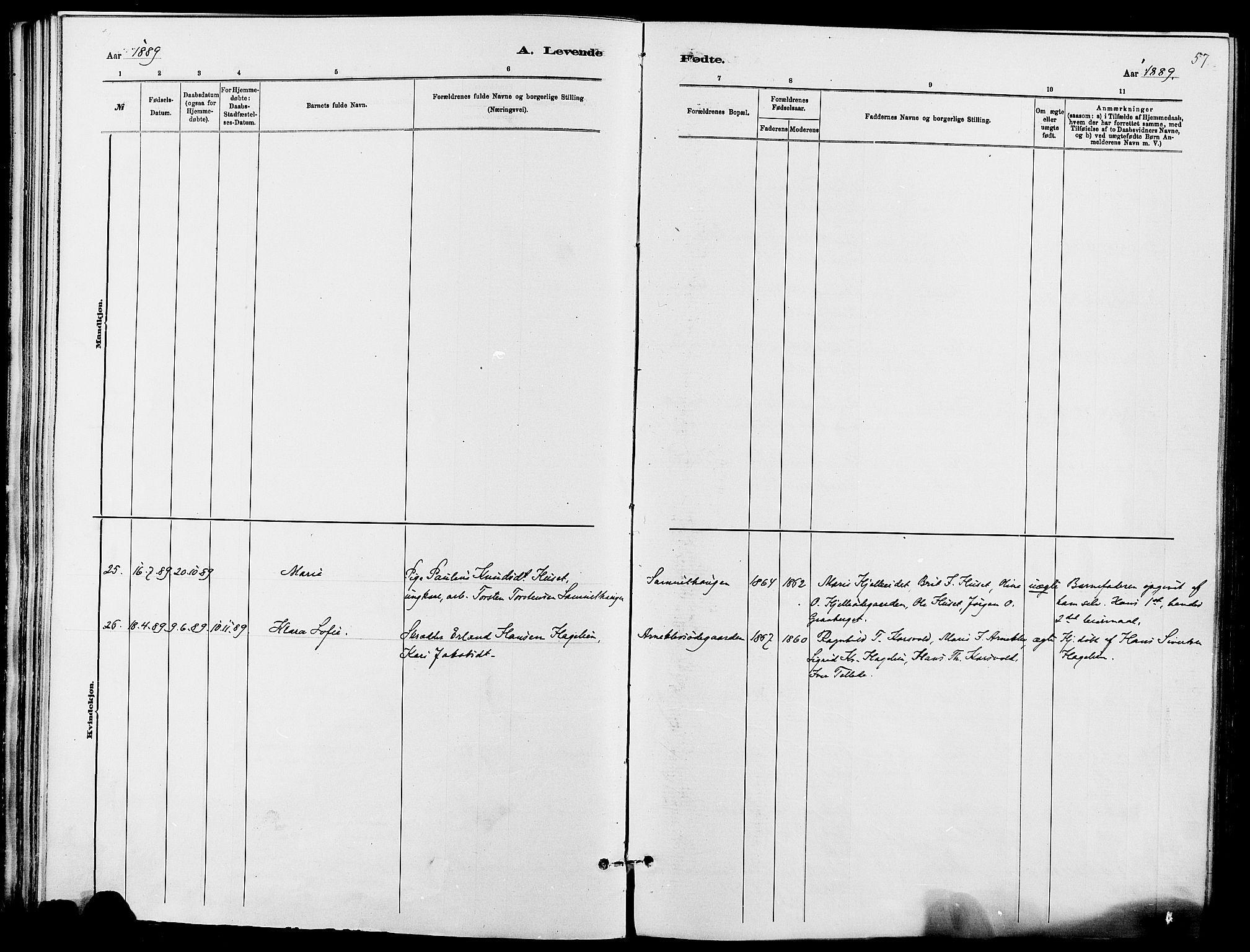 Dovre prestekontor, SAH/PREST-066/H/Ha/Haa/L0002: Parish register (official) no. 2, 1879-1890, p. 57