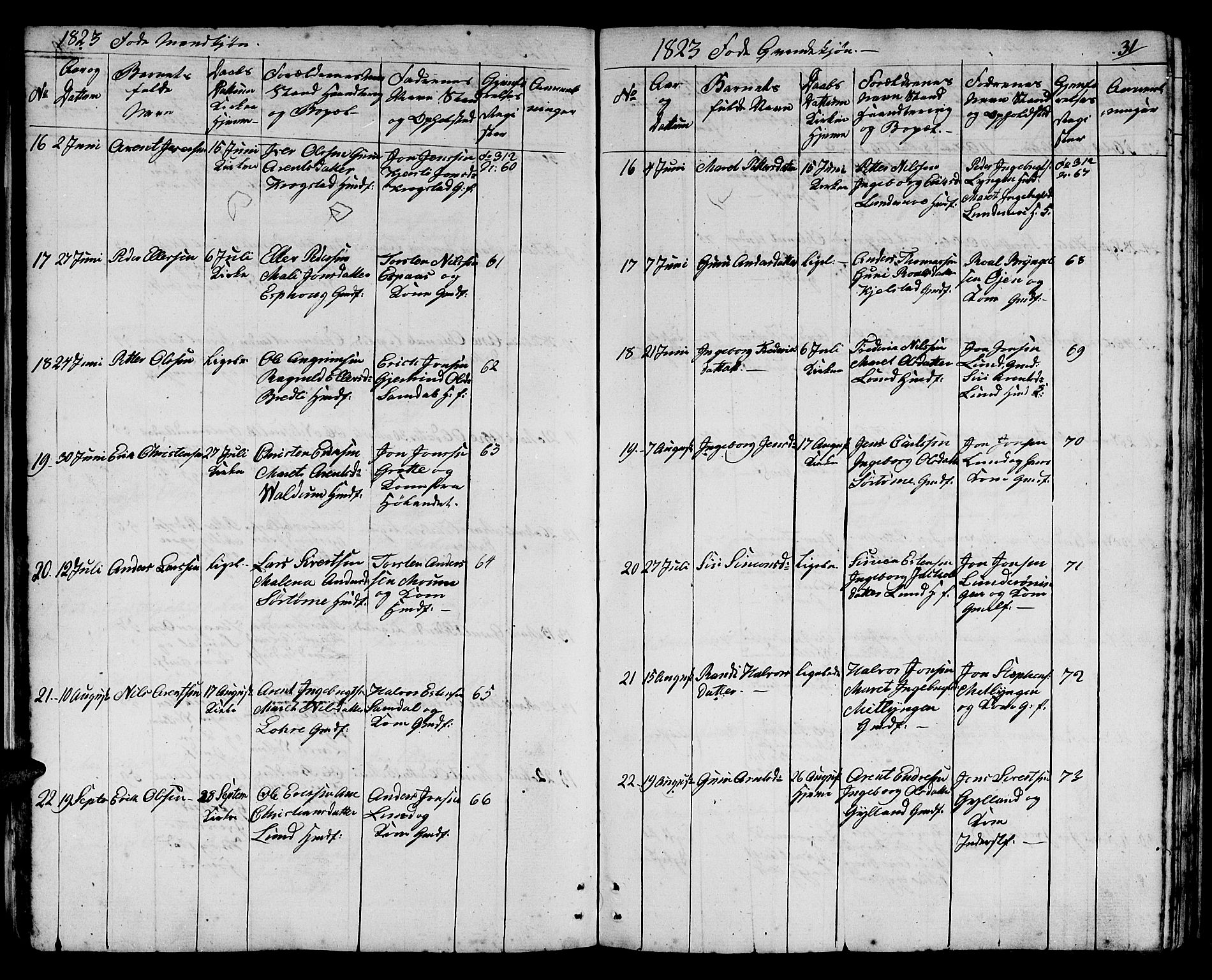 Ministerialprotokoller, klokkerbøker og fødselsregistre - Sør-Trøndelag, AV/SAT-A-1456/692/L1108: Parish register (copy) no. 692C03, 1816-1833, p. 31