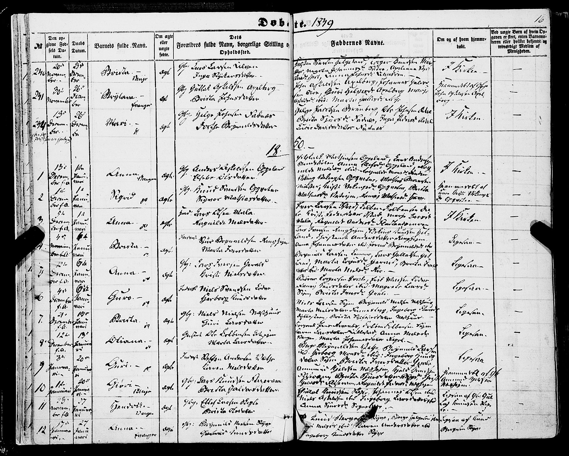 Voss sokneprestembete, SAB/A-79001/H/Haa: Parish register (official) no. A 16, 1849-1863, p. 16