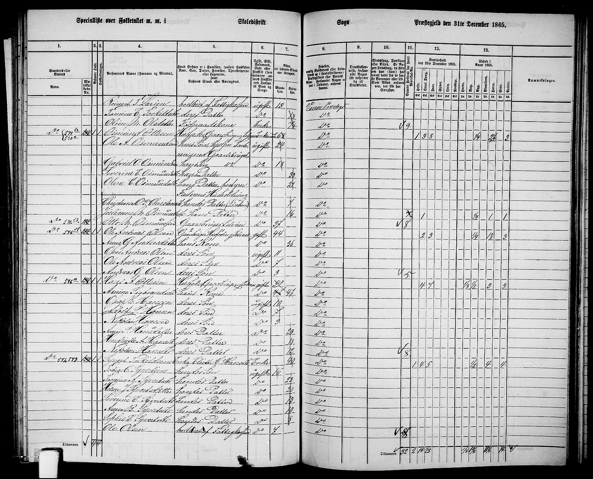 RA, 1865 census for Vanse/Vanse og Farsund, 1865, p. 205