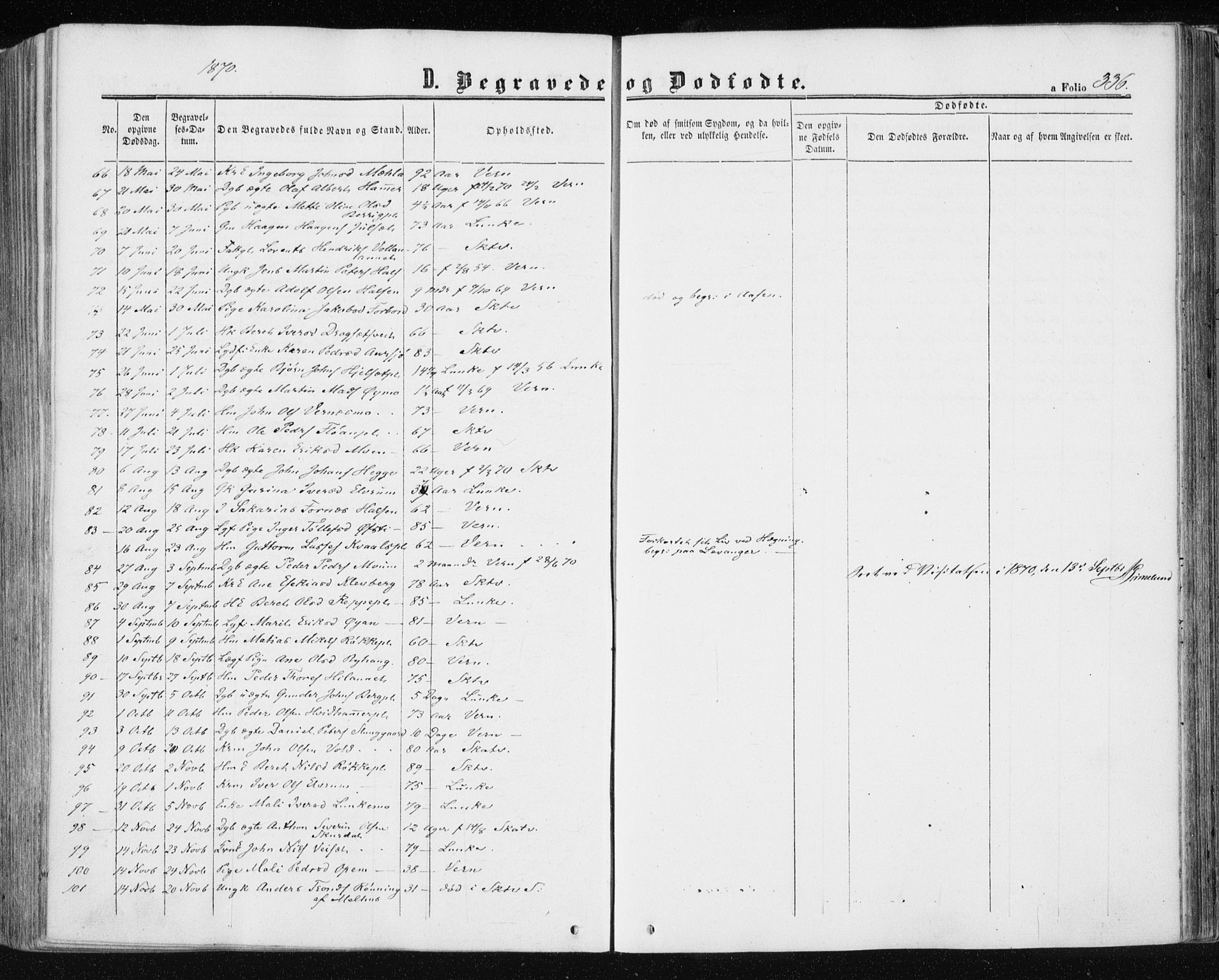 Ministerialprotokoller, klokkerbøker og fødselsregistre - Nord-Trøndelag, SAT/A-1458/709/L0075: Parish register (official) no. 709A15, 1859-1870, p. 336