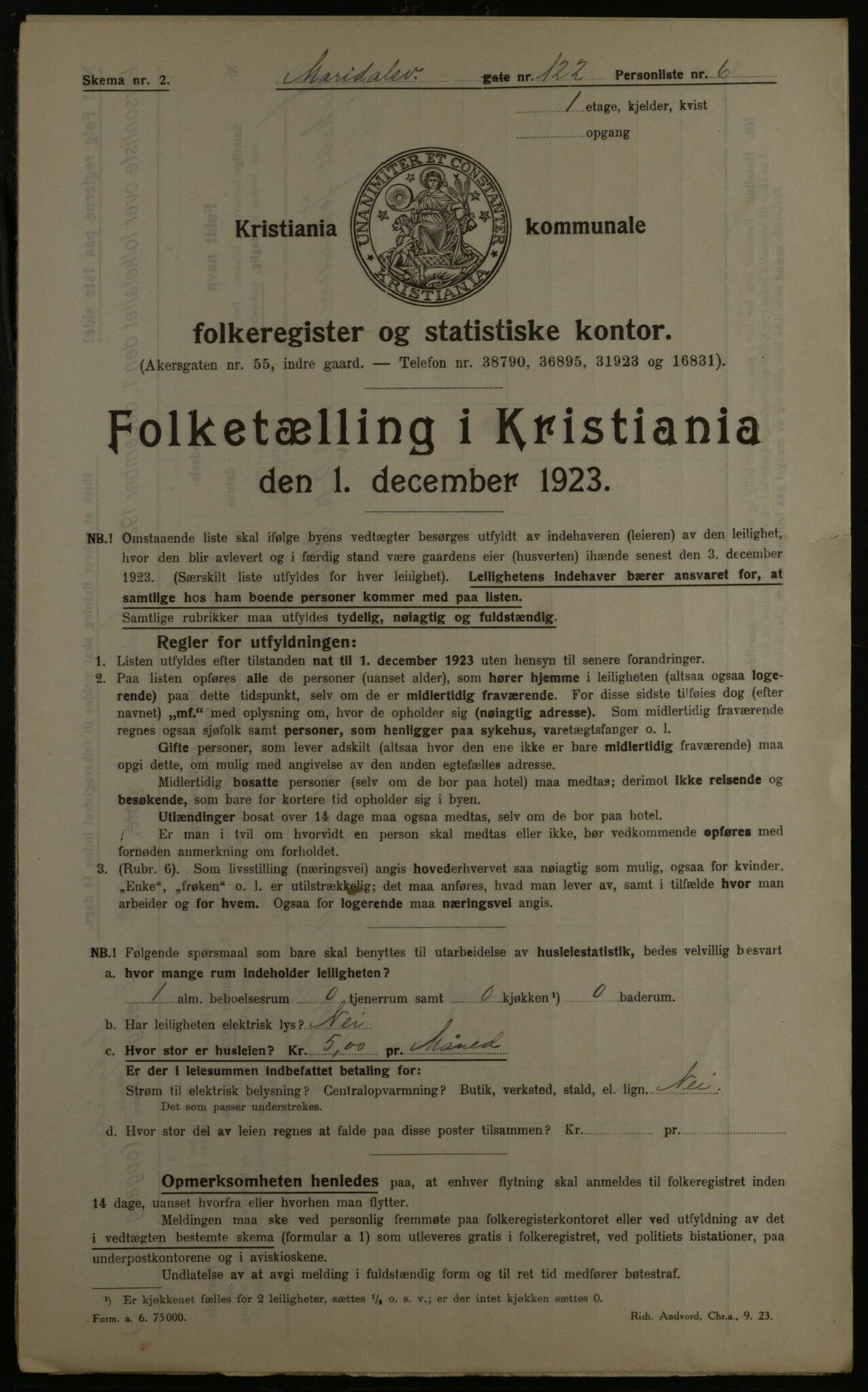 OBA, Municipal Census 1923 for Kristiania, 1923, p. 68837