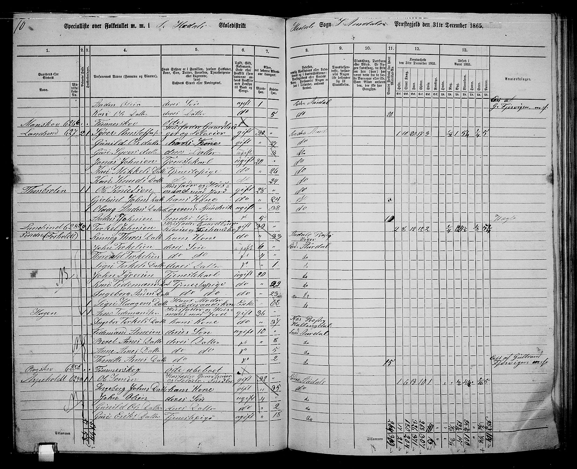 RA, 1865 census for Sør-Aurdal, 1865, p. 177