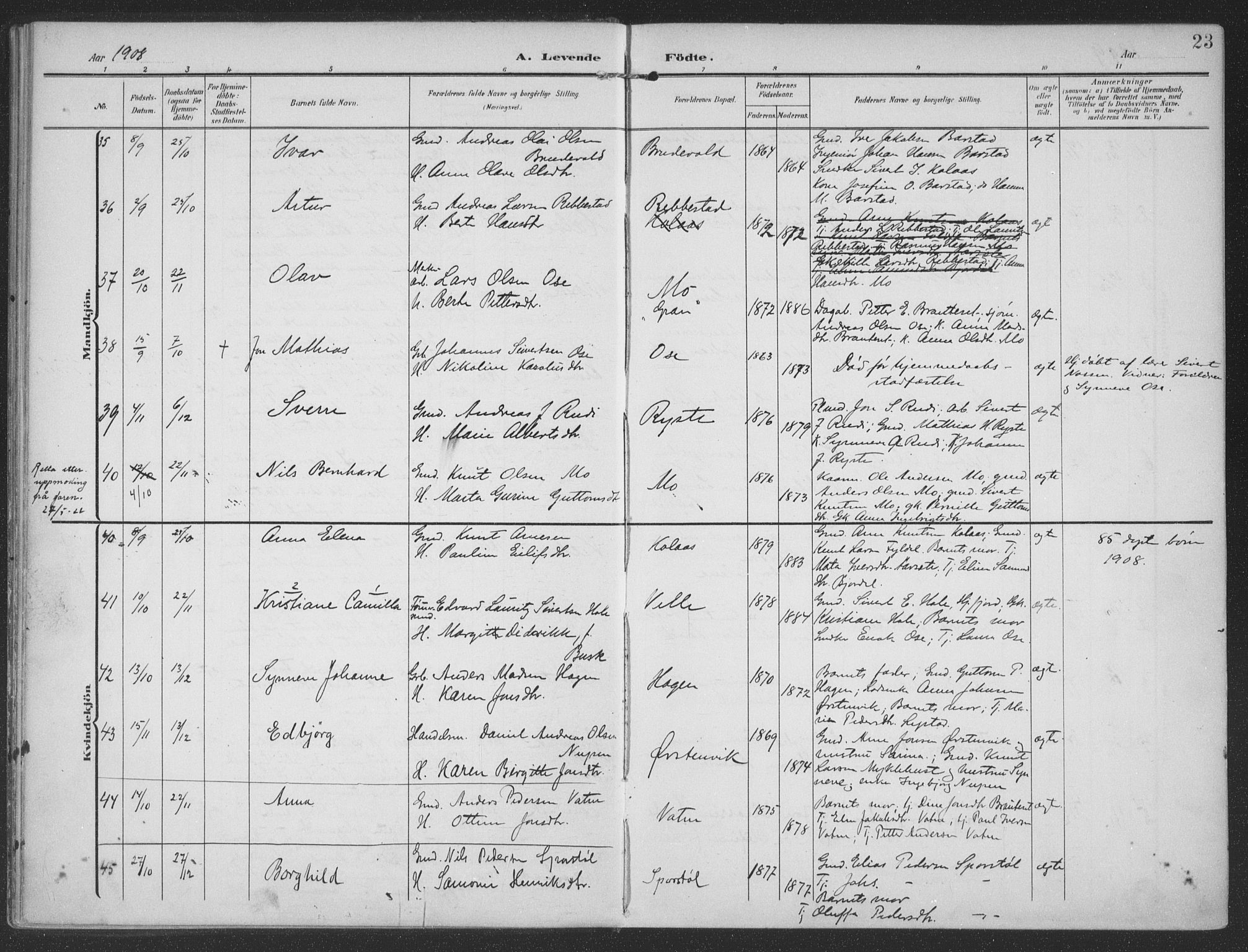 Ministerialprotokoller, klokkerbøker og fødselsregistre - Møre og Romsdal, SAT/A-1454/513/L0178: Parish register (official) no. 513A05, 1906-1919, p. 23