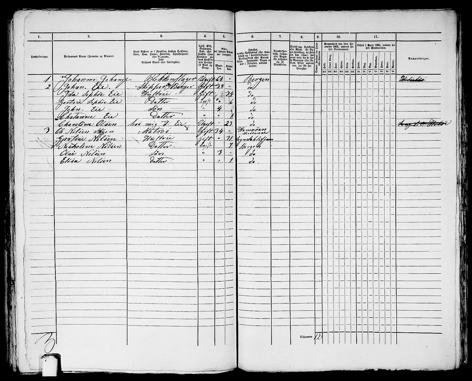 RA, 1865 census for Bergen, 1865, p. 1489