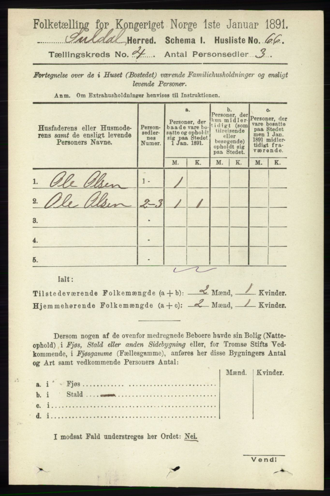 RA, 1891 census for 1134 Suldal, 1891, p. 822