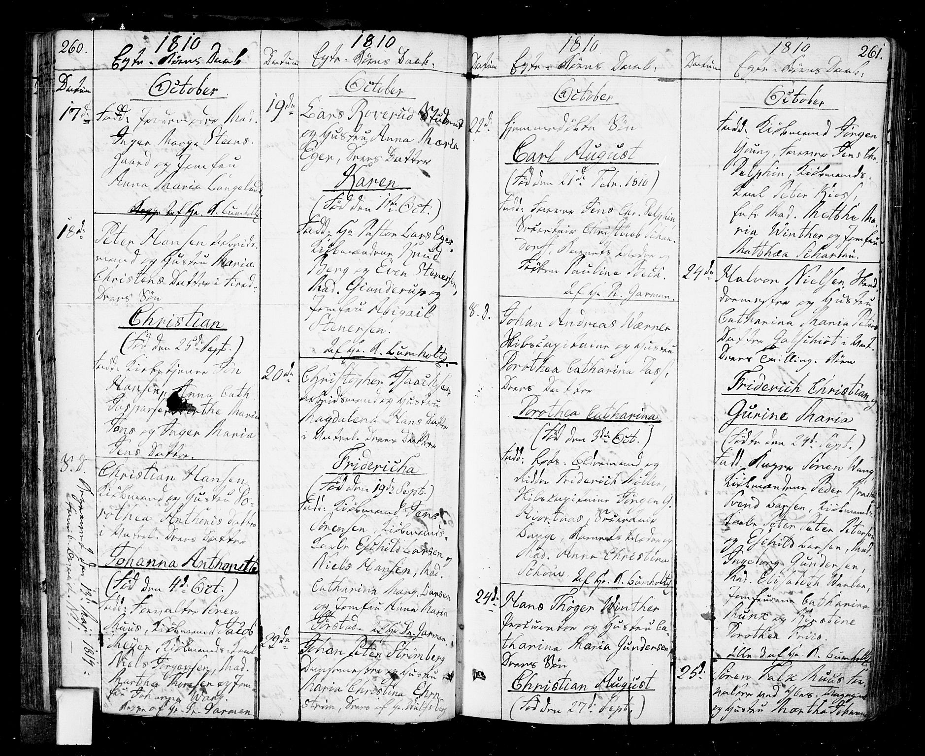 Oslo domkirke Kirkebøker, SAO/A-10752/F/Fa/L0006: Parish register (official) no. 6, 1807-1817, p. 260-261