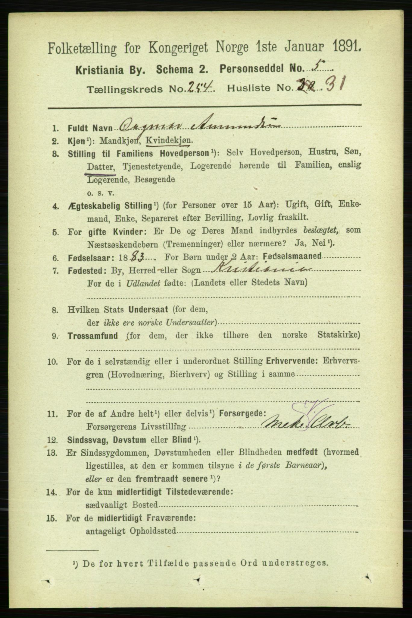 RA, 1891 census for 0301 Kristiania, 1891, p. 154860