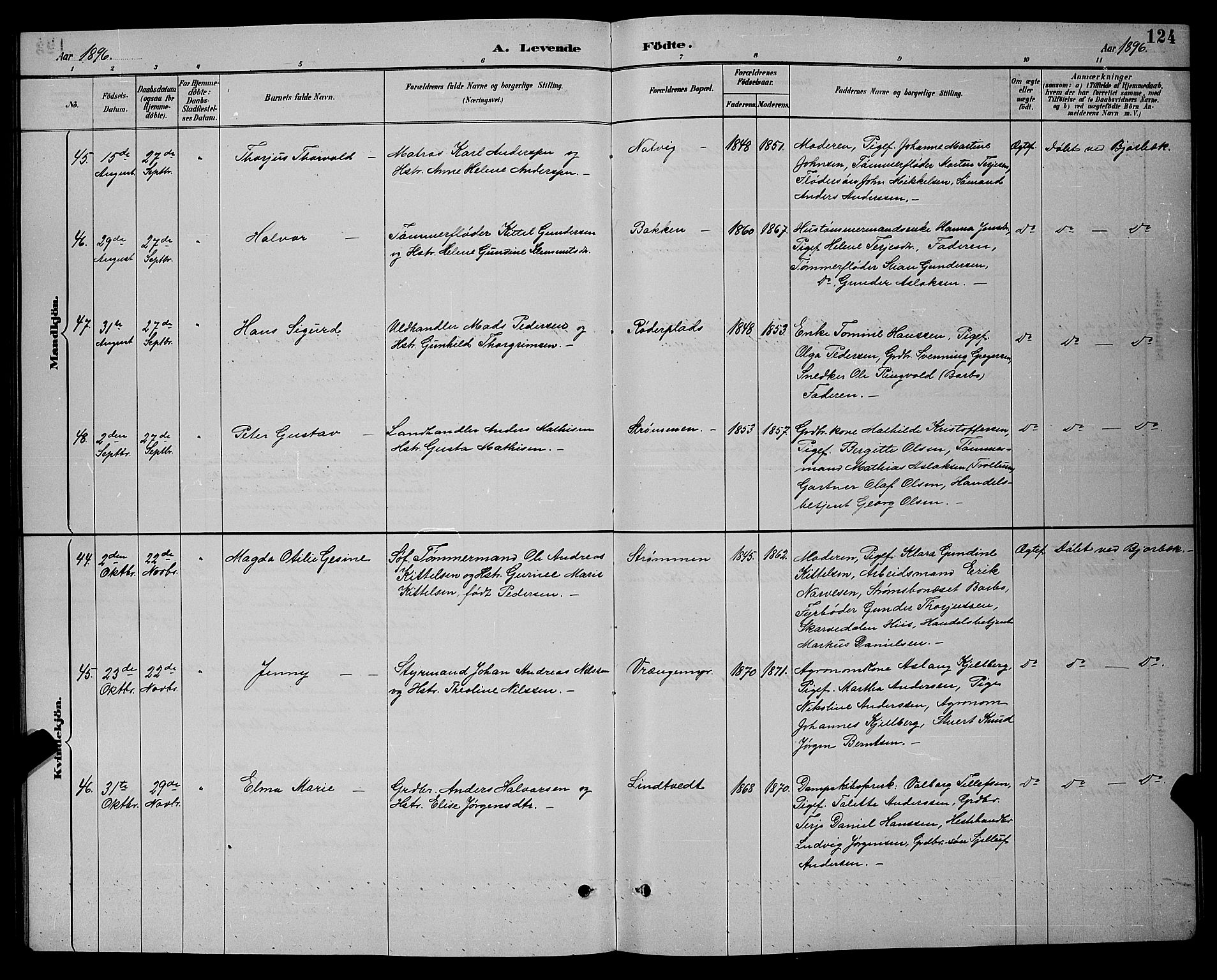 Øyestad sokneprestkontor, AV/SAK-1111-0049/F/Fb/L0009: Parish register (copy) no. B 9, 1886-1896, p. 124