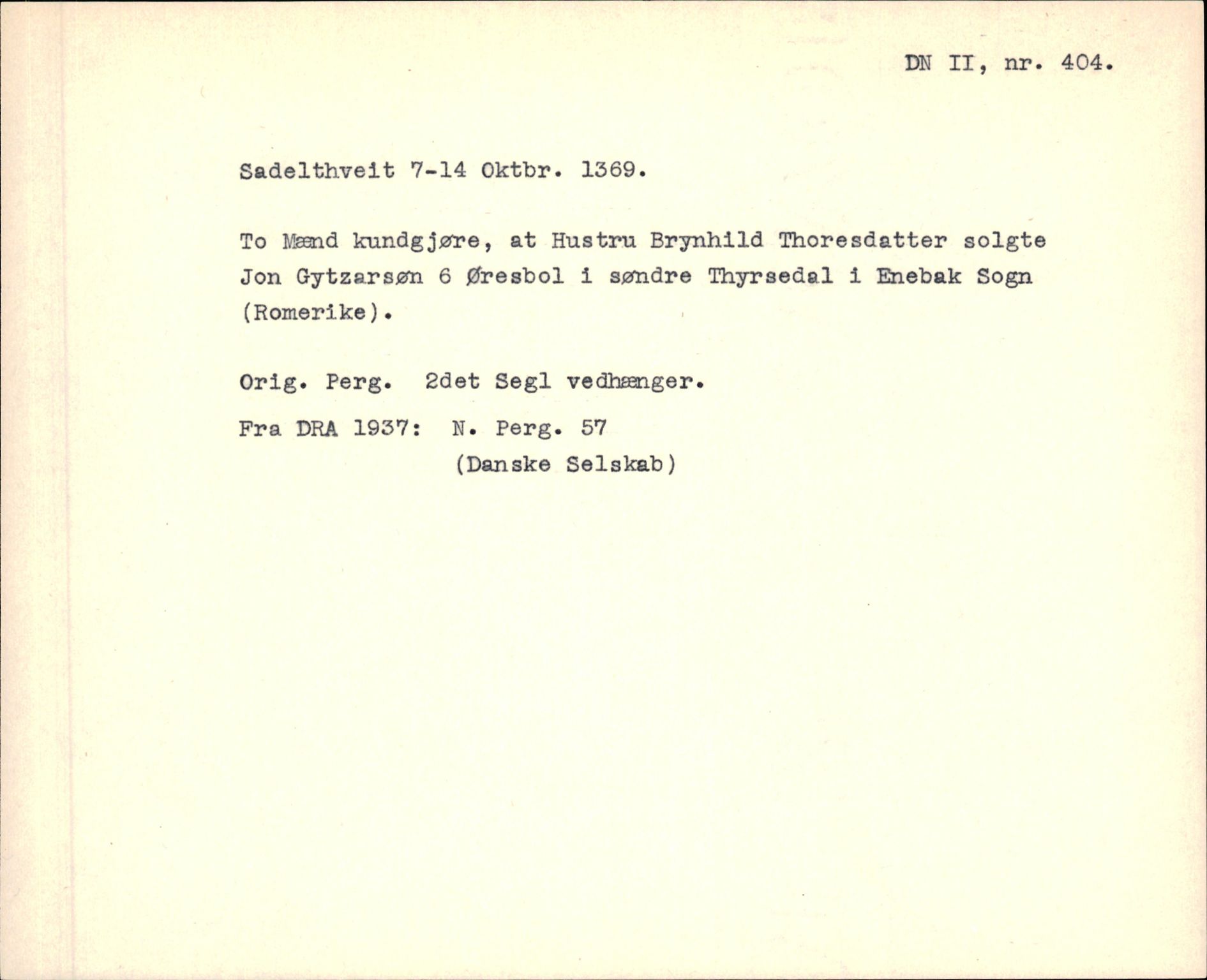 Riksarkivets diplomsamling, AV/RA-EA-5965/F35/F35f/L0003: Regestsedler: Diplomer fra DRA 1937 og 1996, p. 133