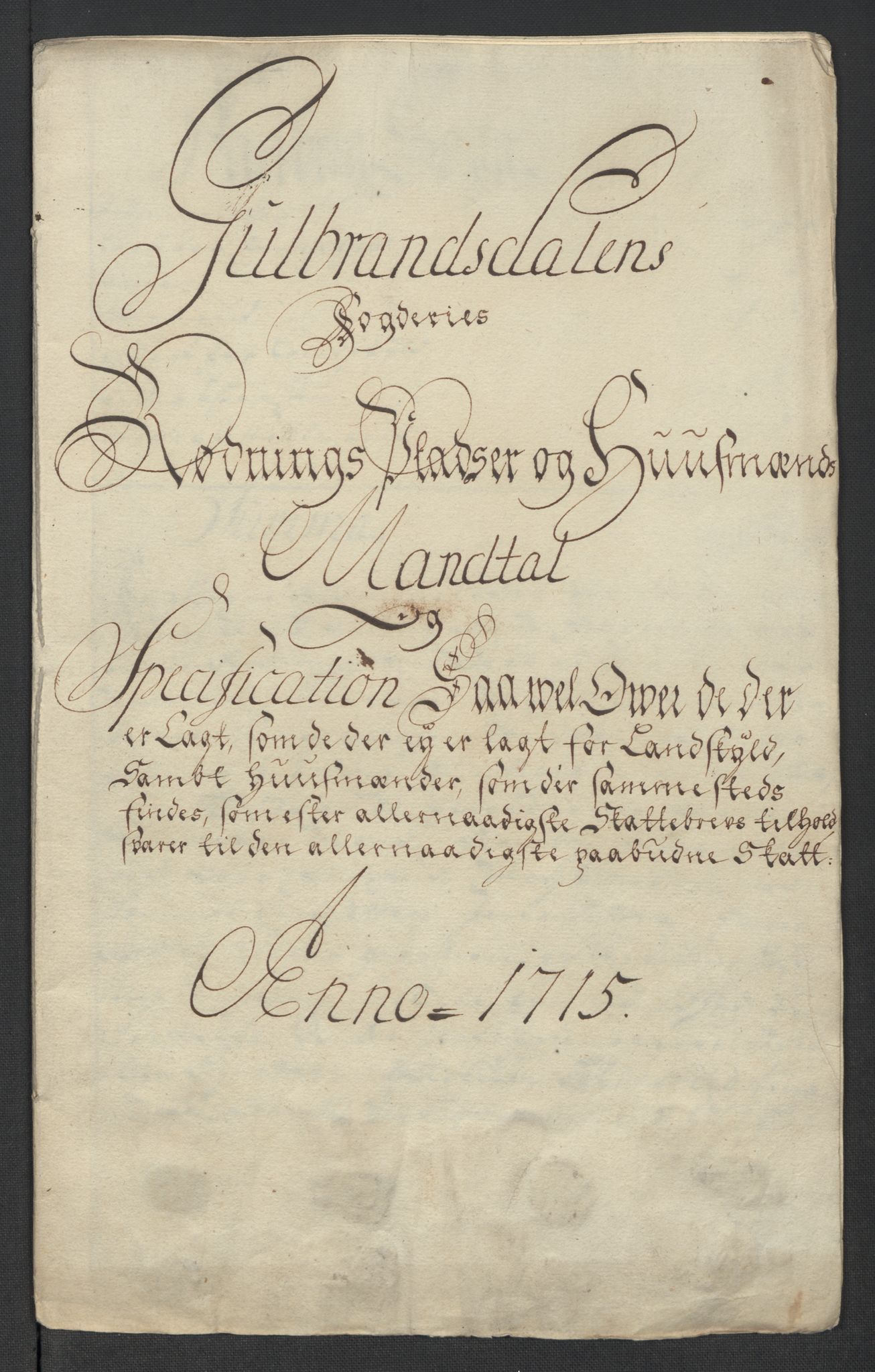 Rentekammeret inntil 1814, Reviderte regnskaper, Fogderegnskap, RA/EA-4092/R17/L1184: Fogderegnskap Gudbrandsdal, 1715, p. 101