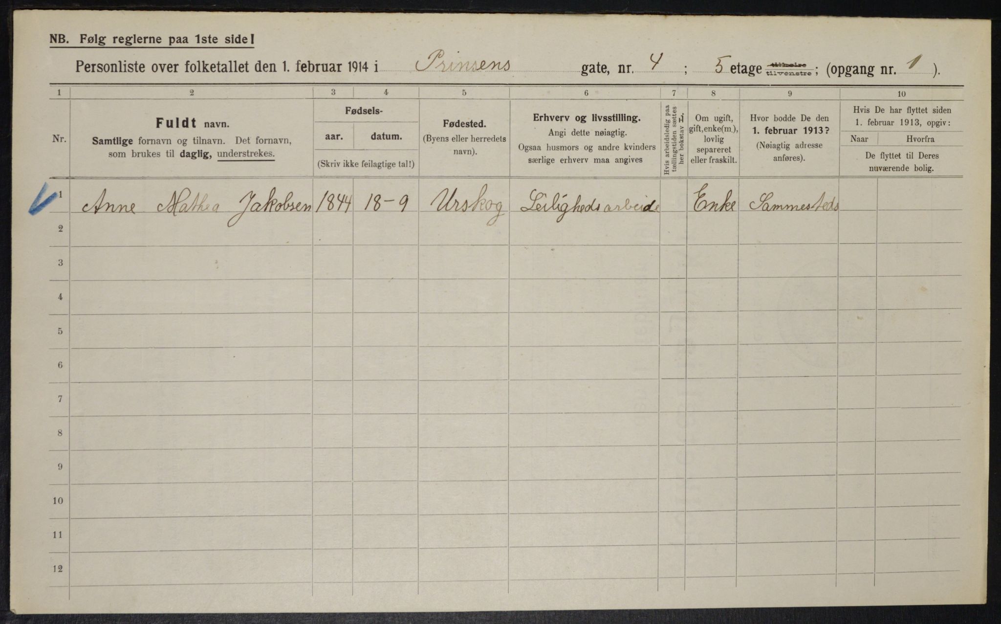 OBA, Municipal Census 1914 for Kristiania, 1914, p. 81277