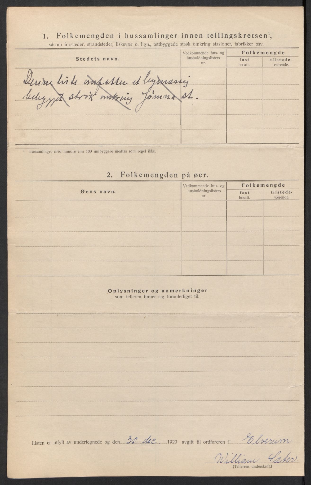 SAH, 1920 census for Elverum, 1920, p. 15