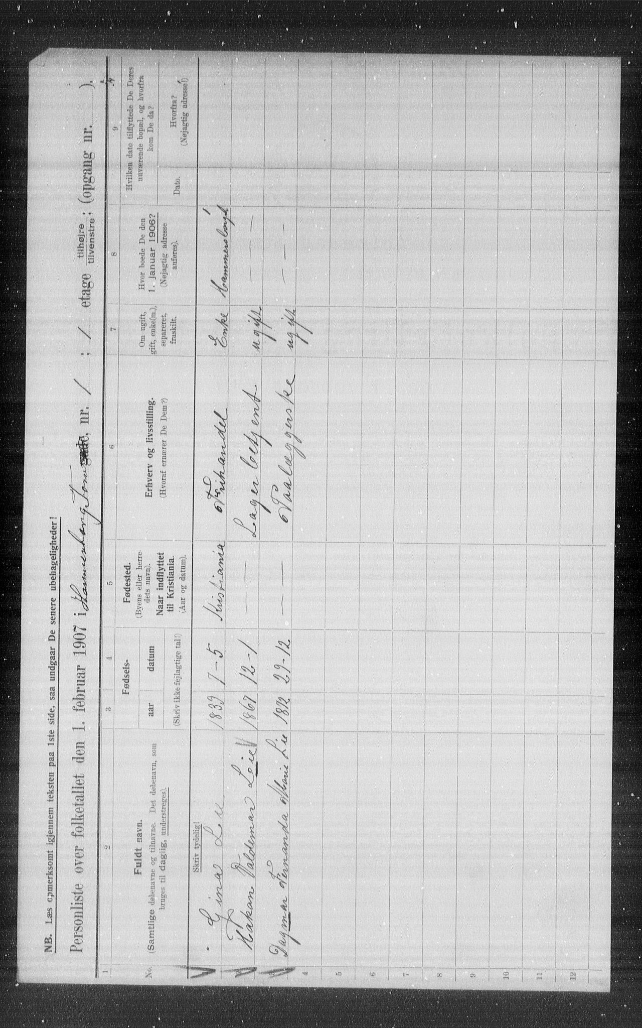 OBA, Municipal Census 1907 for Kristiania, 1907, p. 17613