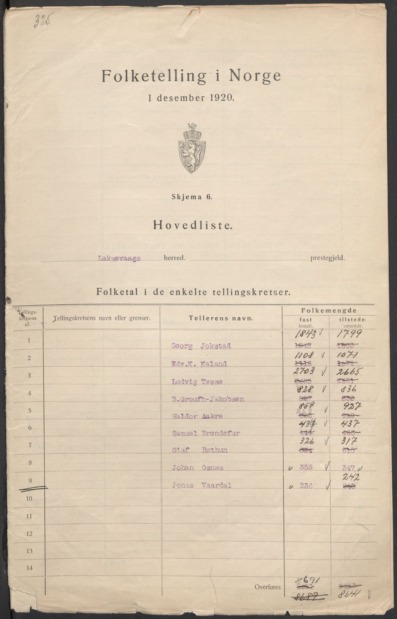 SAB, 1920 census for Laksevåg, 1920, p. 2