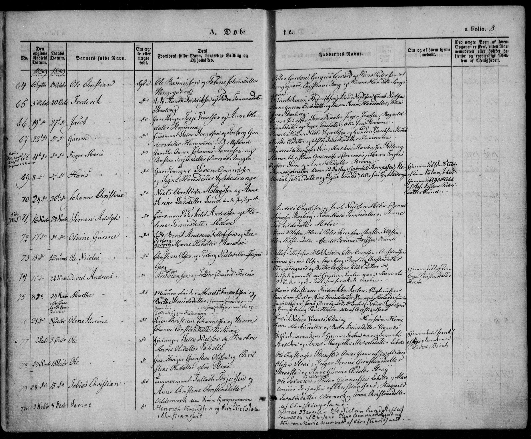 Oddernes sokneprestkontor, AV/SAK-1111-0033/F/Fa/Faa/L0006: Parish register (official) no. A 6, 1838-1851, p. 8