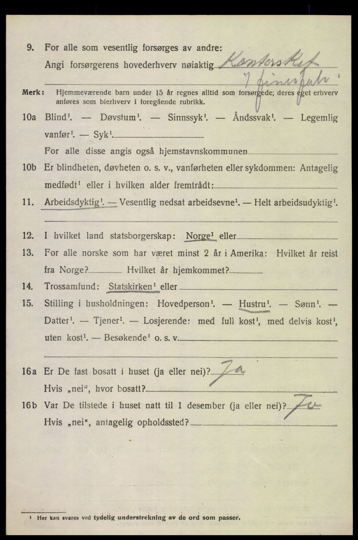 SAK, 1920 census for Oddernes, 1920, p. 5364